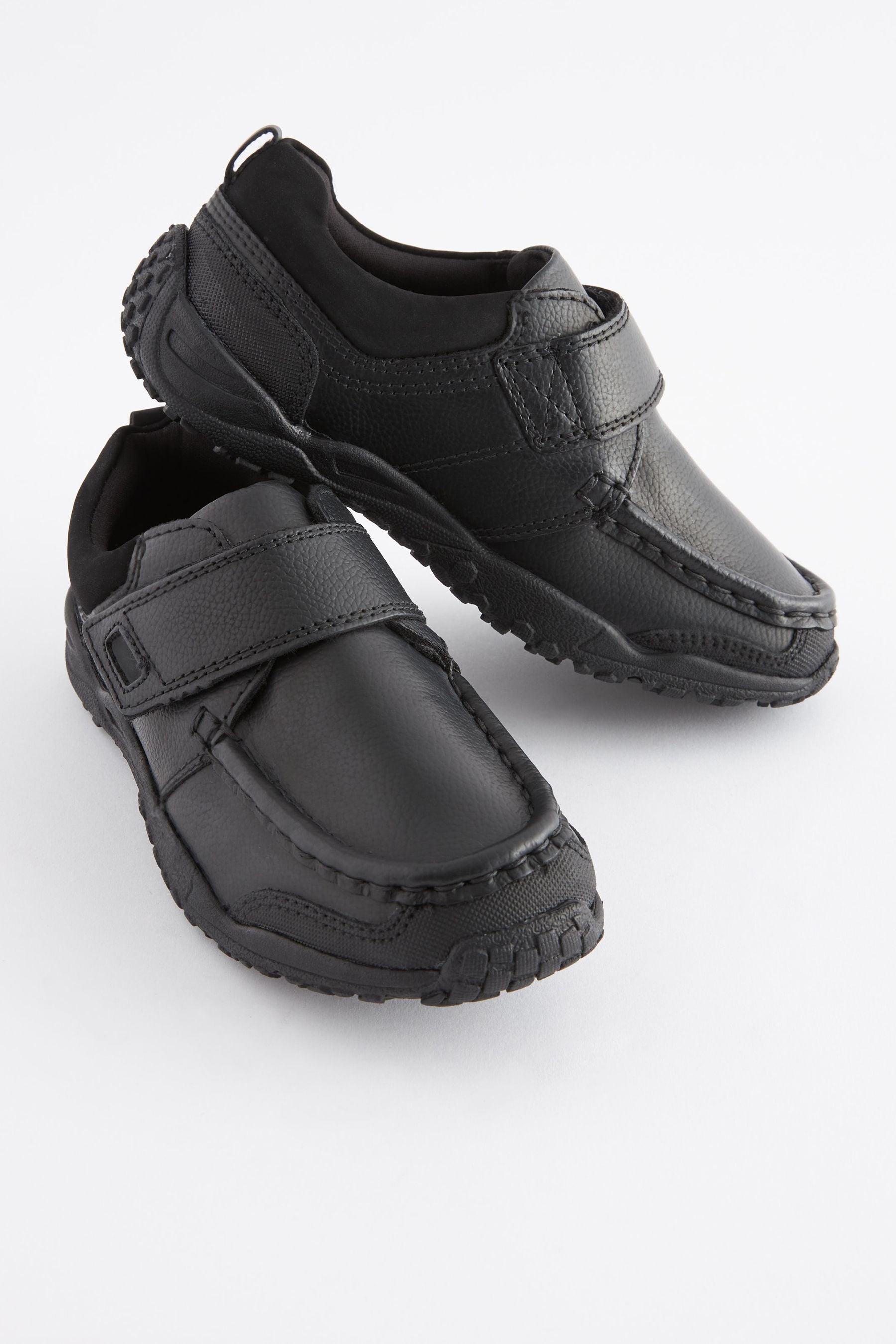 Black Standard Fit (F) School Leather Single Strap Shoes