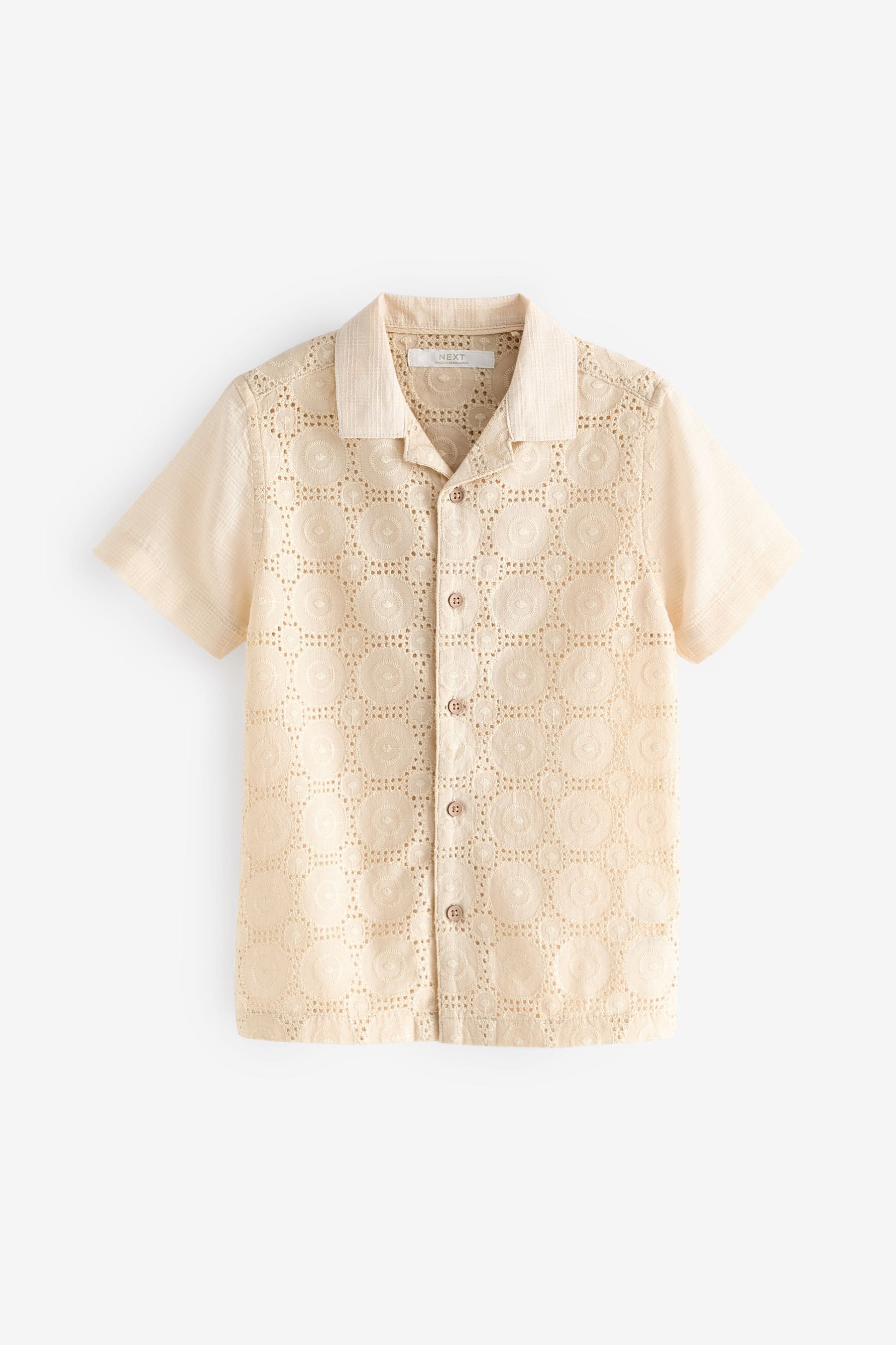 Ecru White Short Sleeves Textured Shirt (3-16yrs)