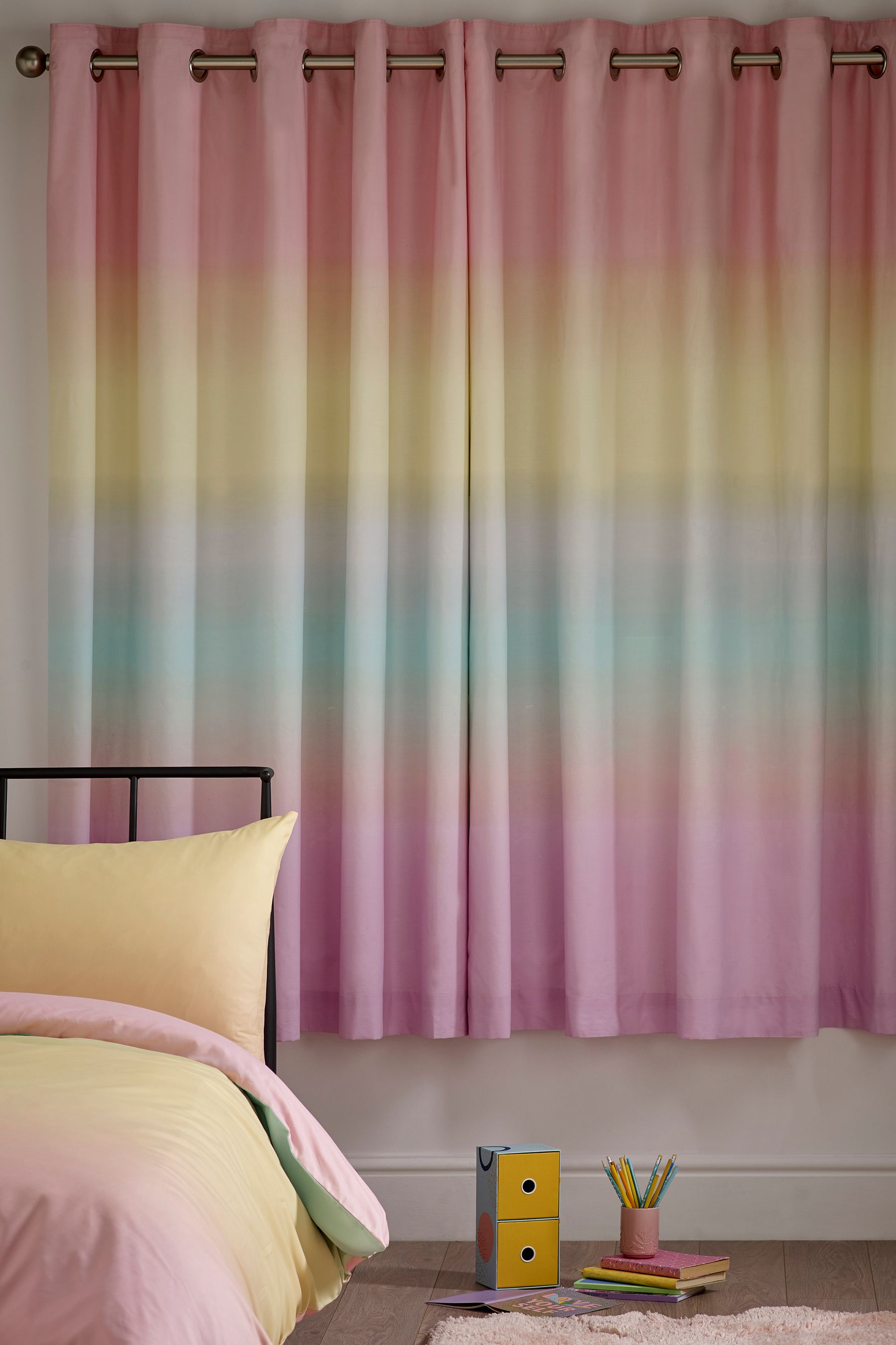 Rainbow Ombre Eyelet Blackout Curtains