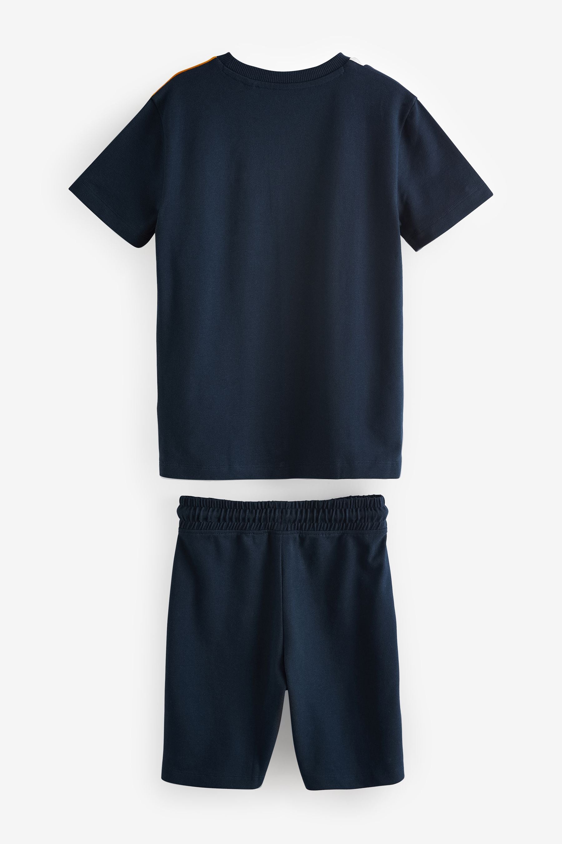 Yellow/ Navy Colourblock Shorts and T-Shirt Set (3-16yrs)