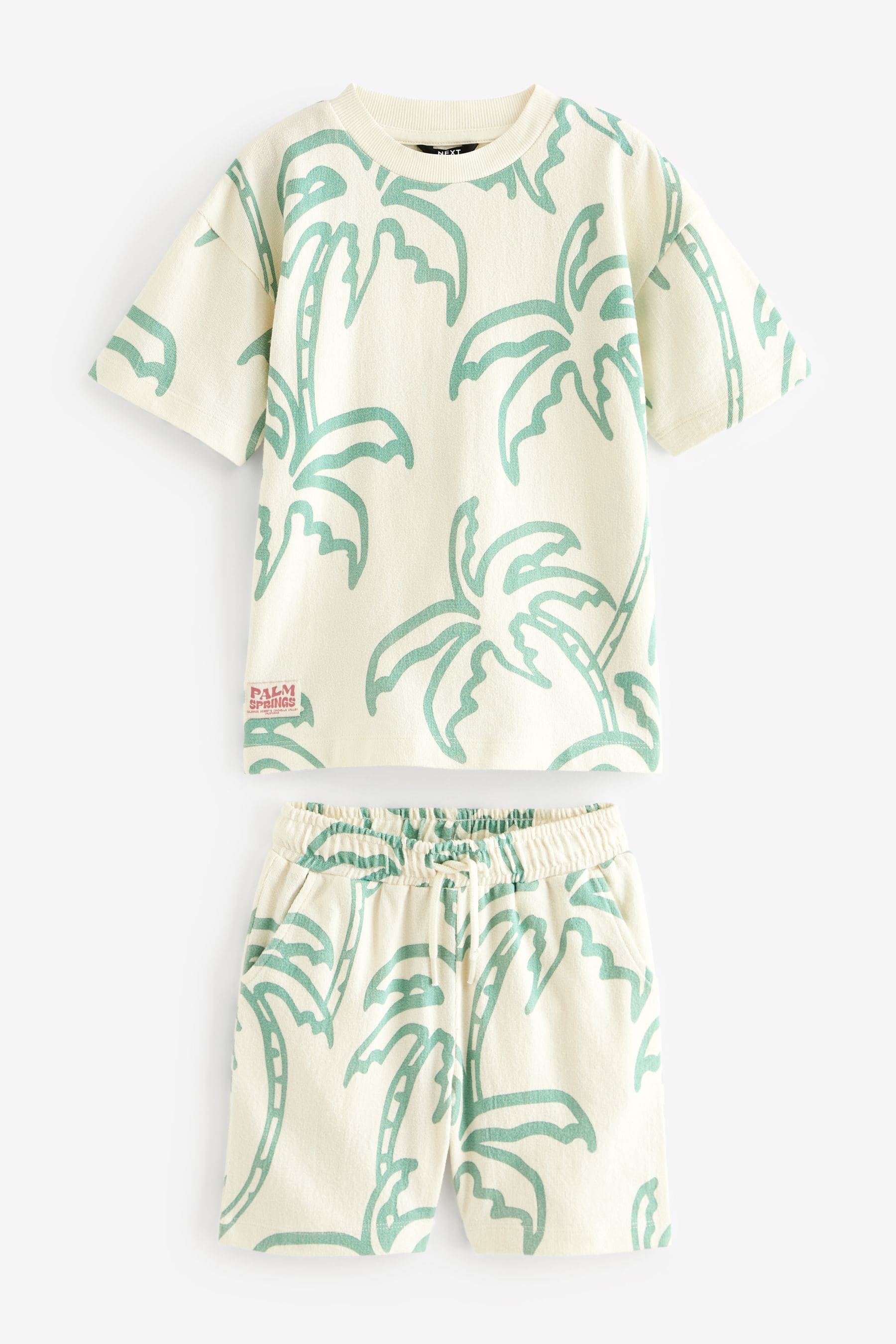 Ecru Palm Graphic Top and Shorts Set (3-16yrs)