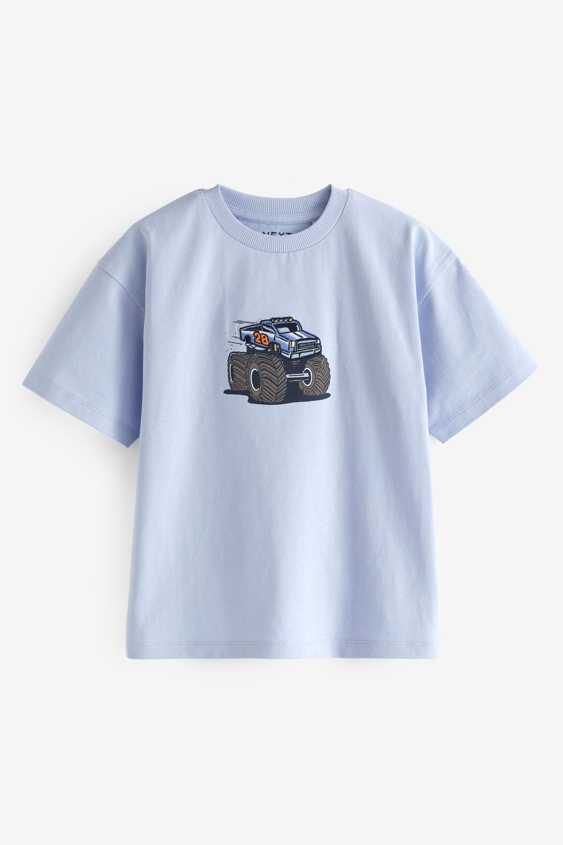 Blue Monster Truck Embroidered T-Shirt (3-16yrs)