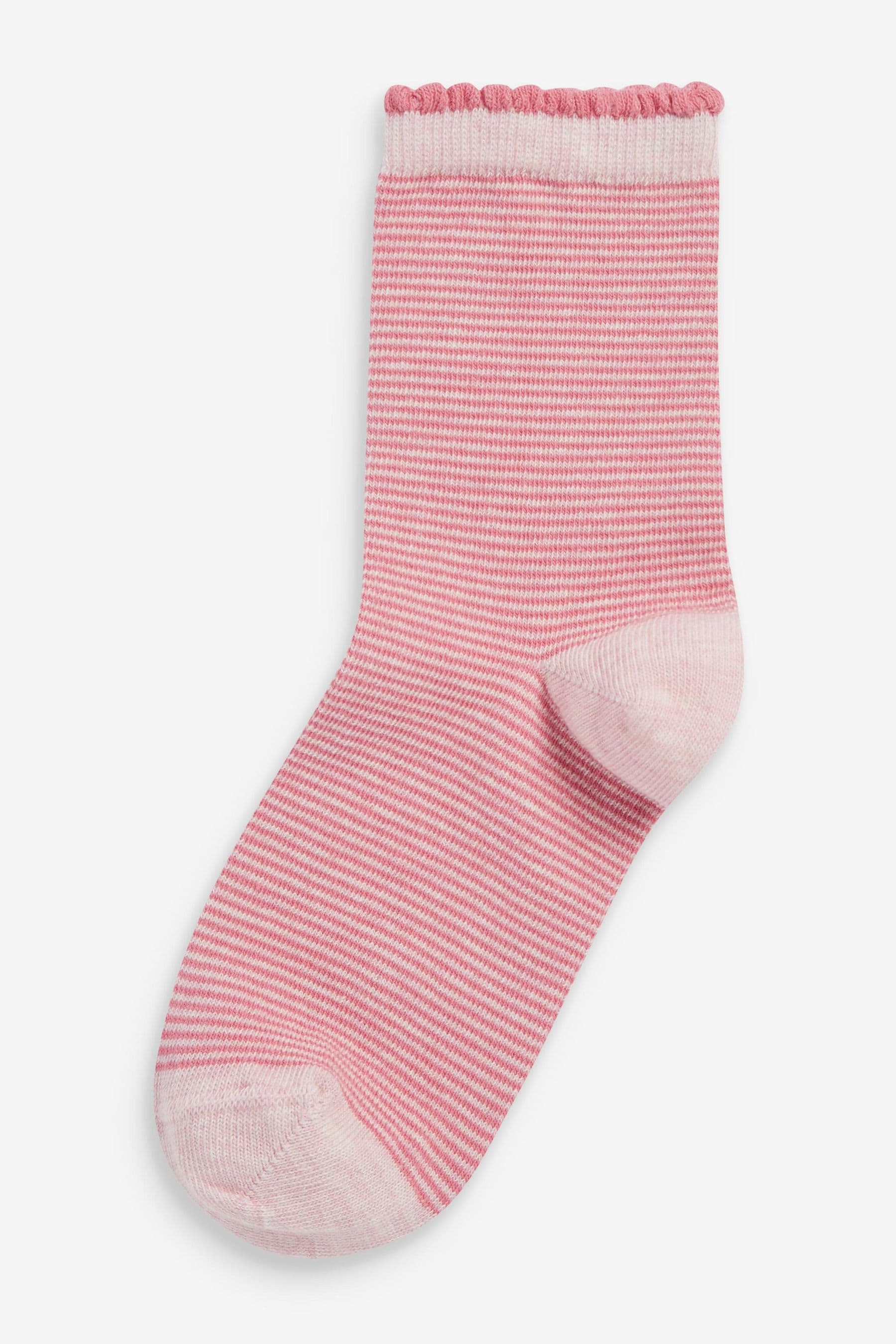 Pink 7 Pack Cotton Rich Pretty Ankle Socks