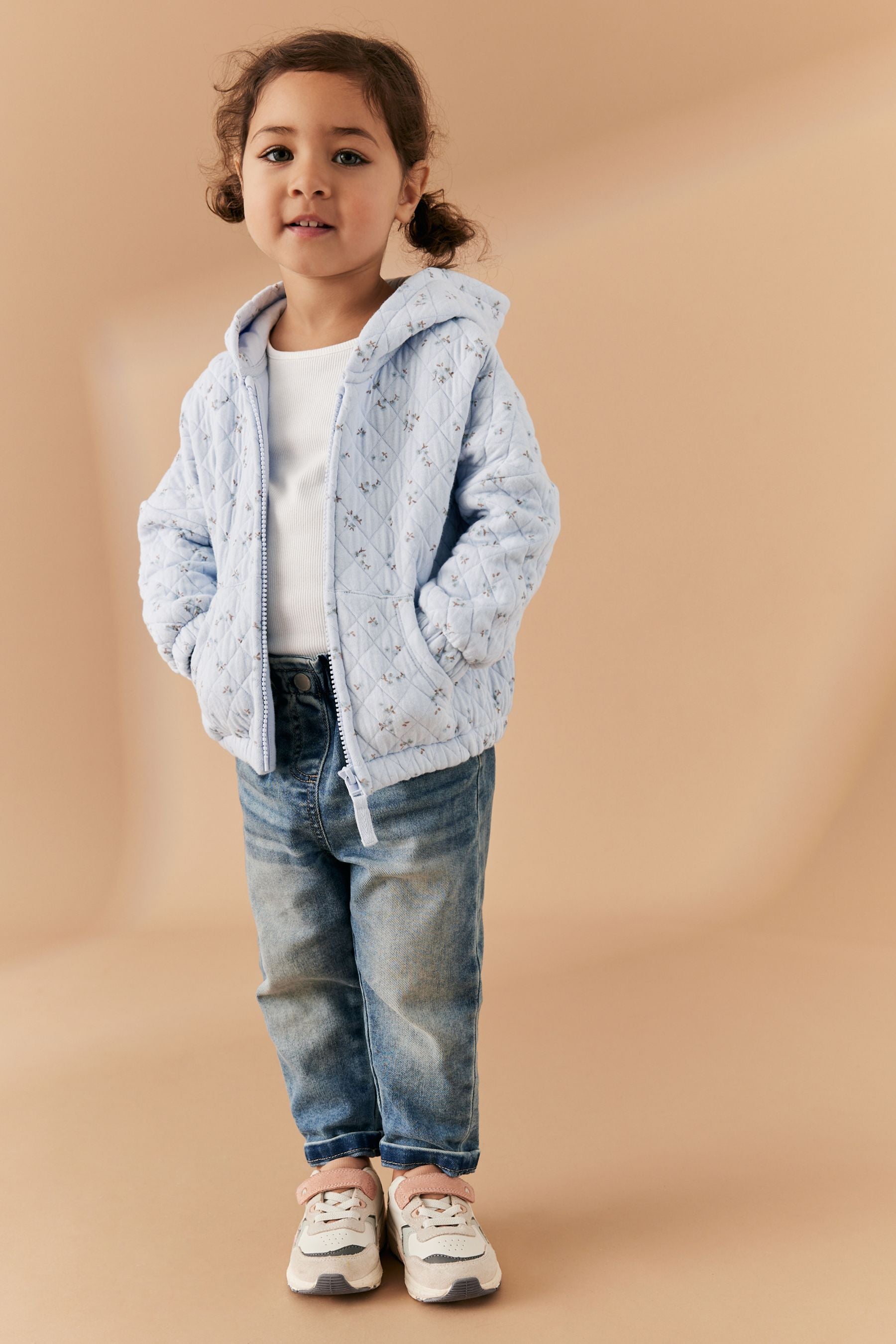 Blue Quilted Zip Through Hoodie (3mths-7yrs)