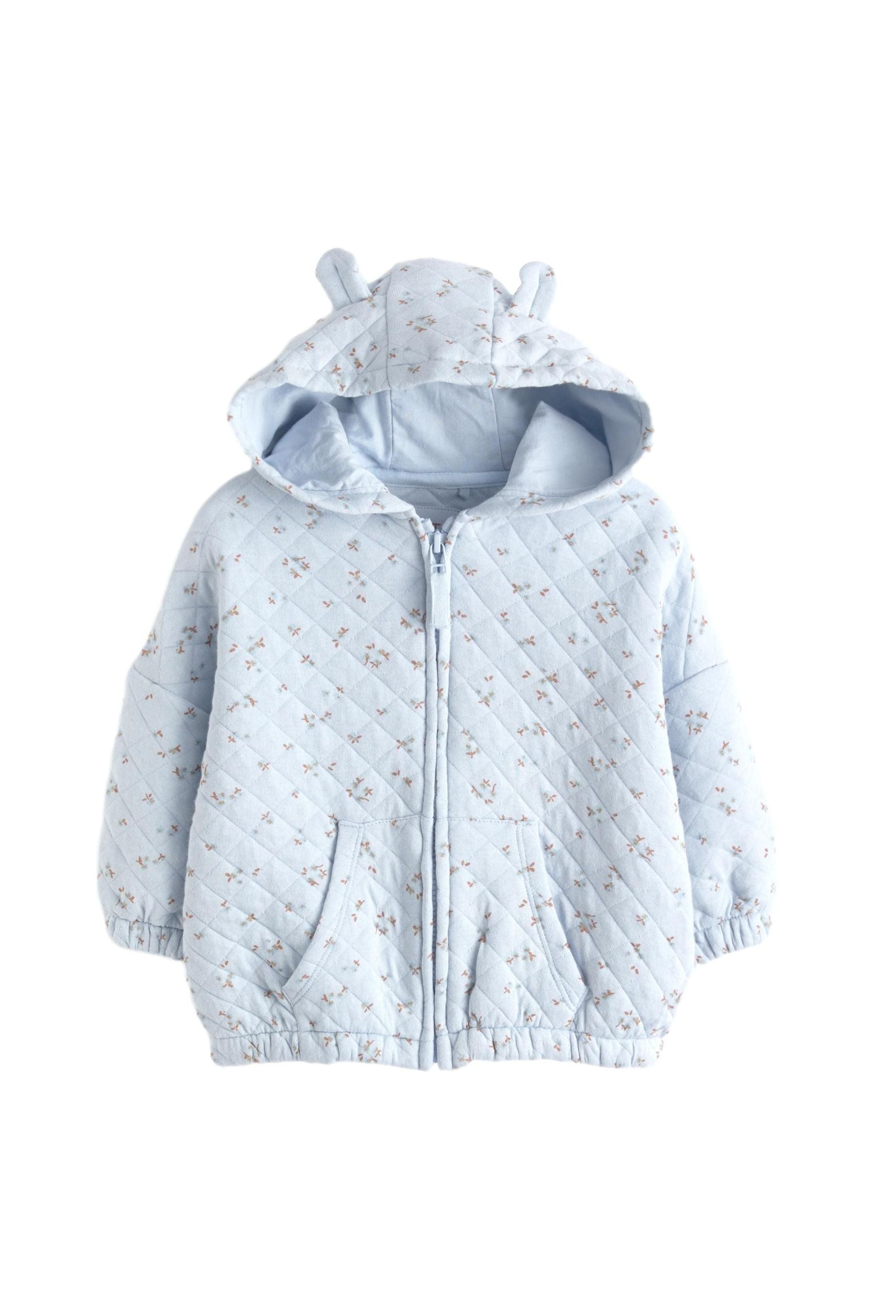 Blue Quilted Zip Through Hoodie (3mths-7yrs)