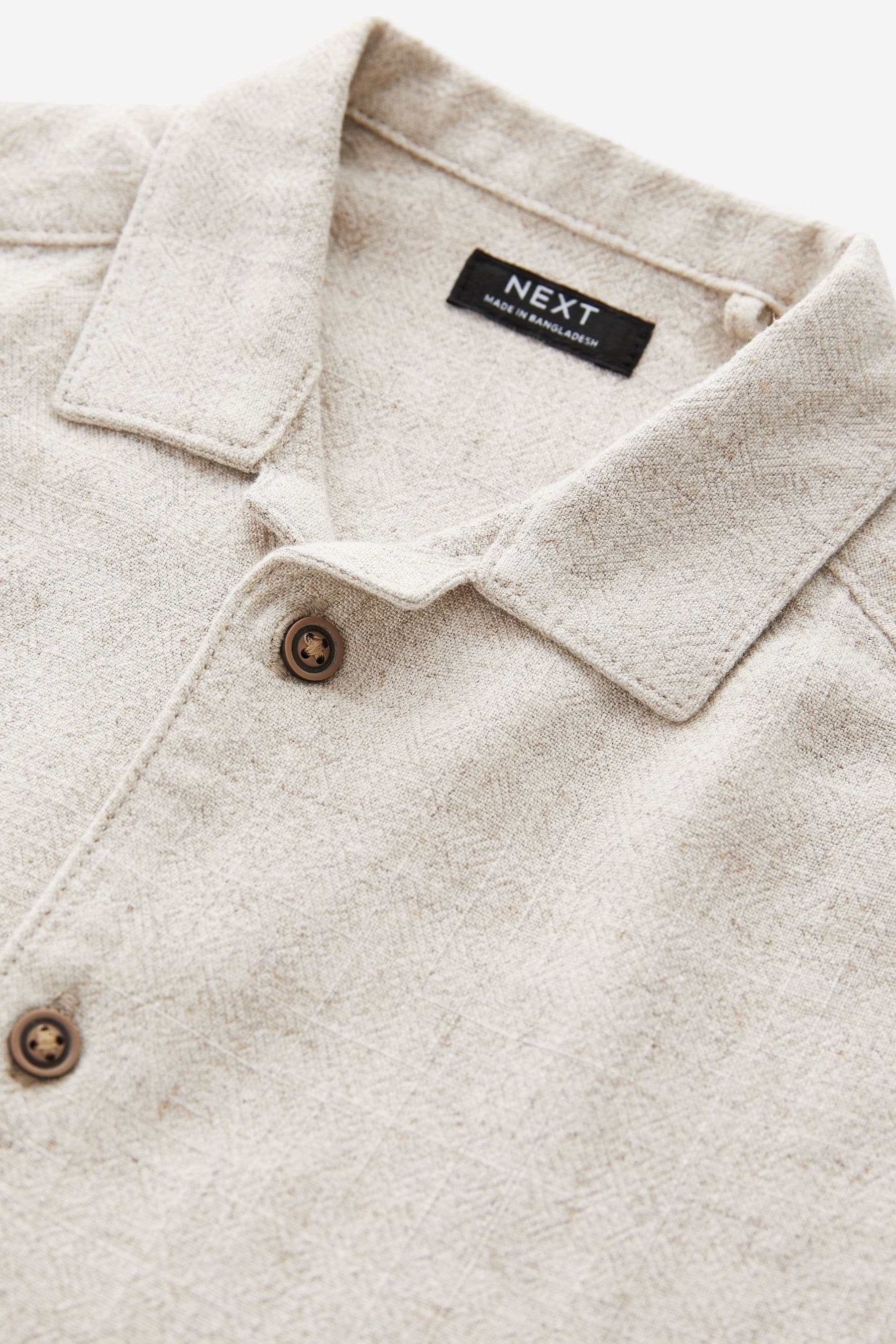 Neutral Short Sleeve Lightweight Linen Blend Shirt (3mths-7yrs)