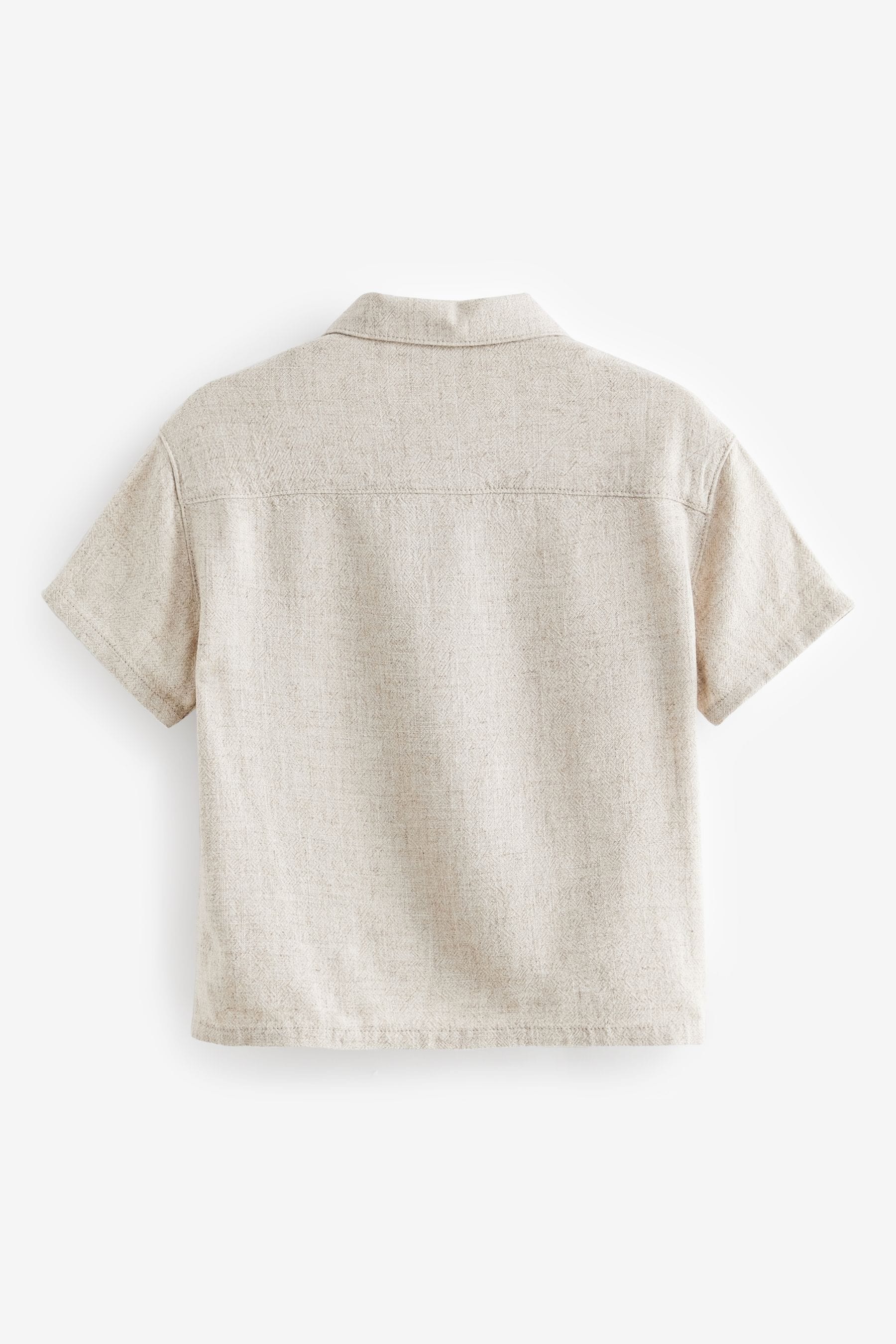 Neutral Short Sleeve Lightweight Linen Blend Shirt (3mths-7yrs)