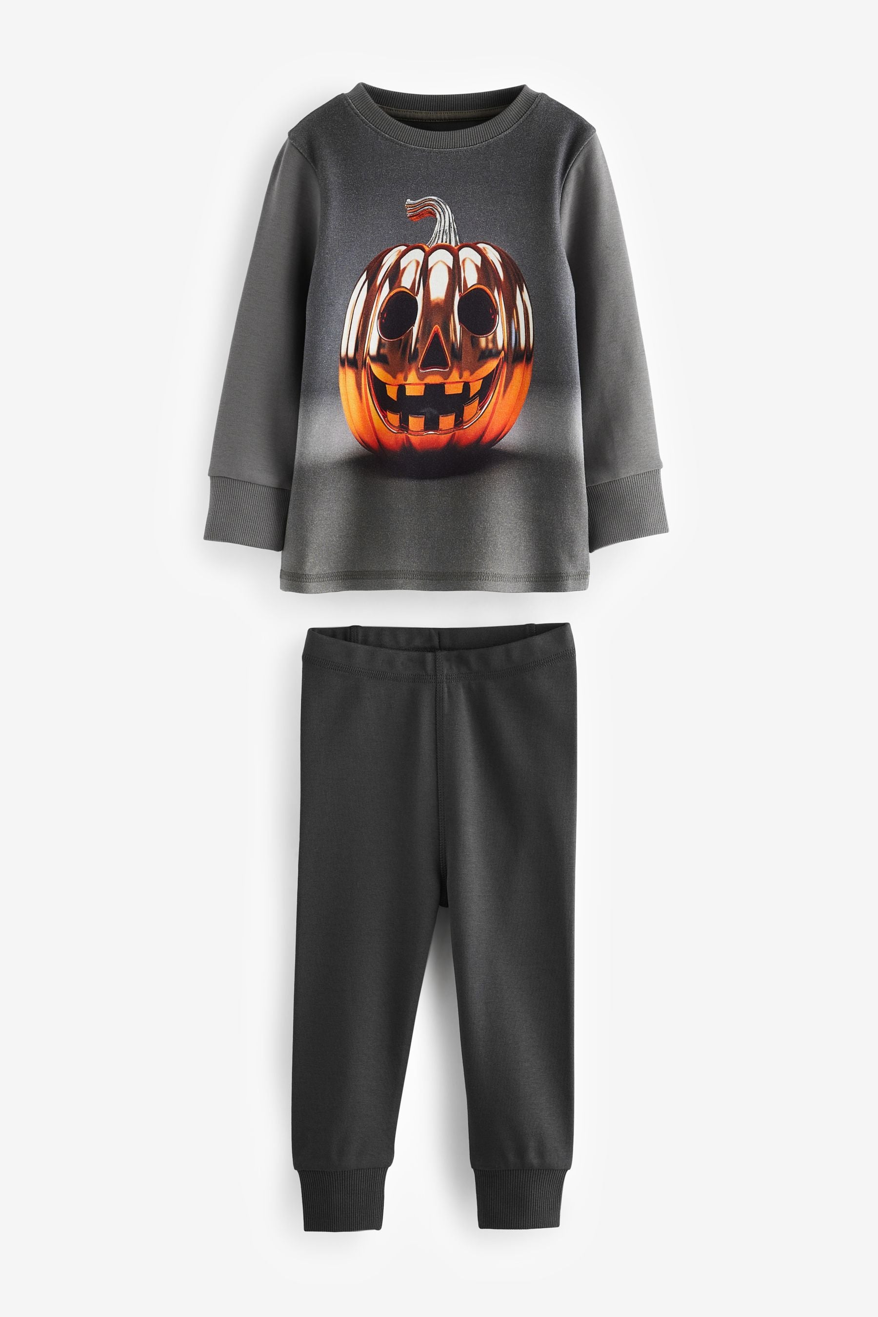 Grey Pumpkin Snuggle 100% Cotton Halloween Pyjamas Set (9mths-10yrs)