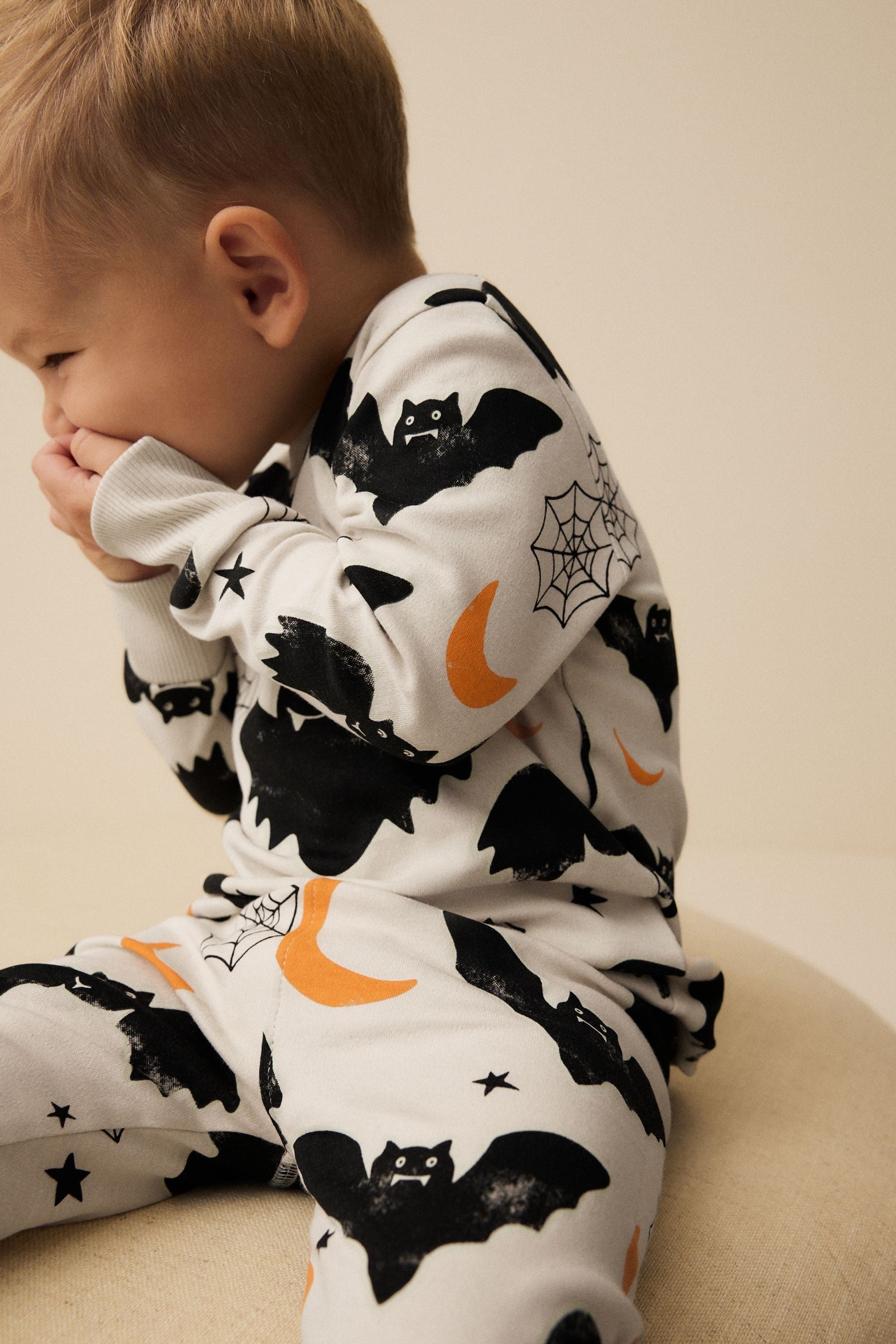 Bat Print Glow in the Dark Snuggle 100% Cotton Halloween Pyjamas Set (9mths-10yrs)