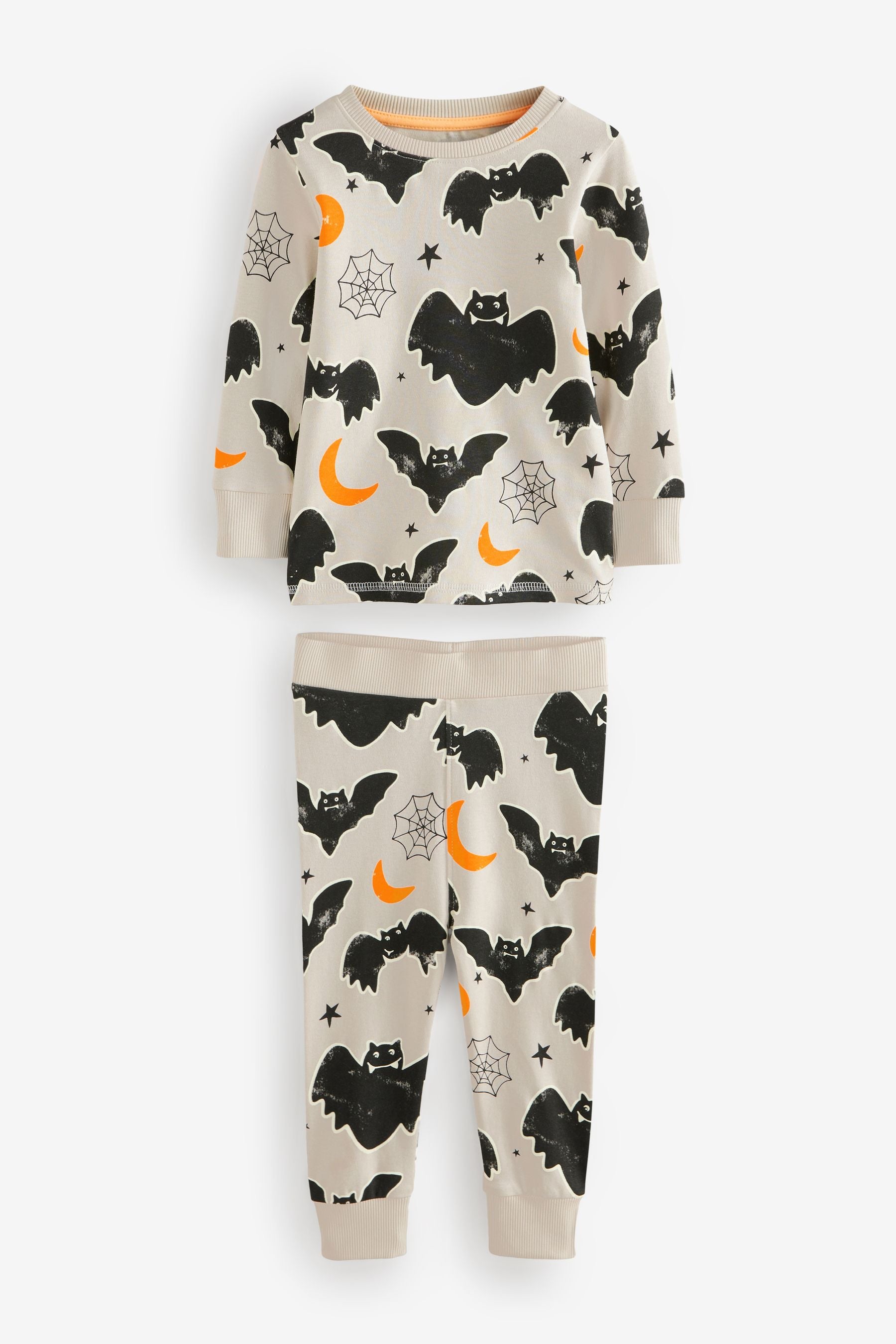 Bat Print Glow in the Dark Snuggle 100% Cotton Halloween Pyjamas Set (9mths-10yrs)