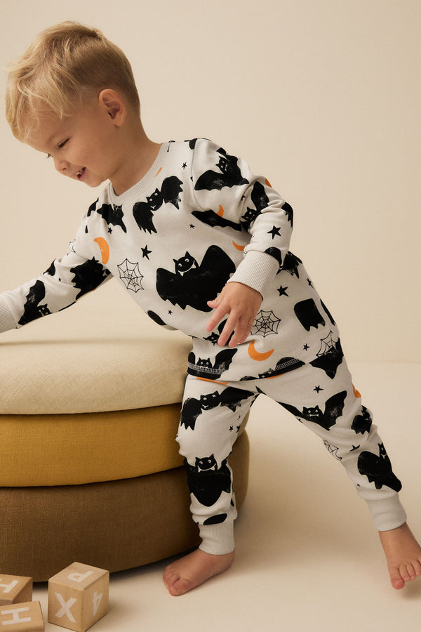 Bat Print Glow in the Dark Snuggle 100% Cotton Halloween Pyjamas Set (9mths-10yrs)