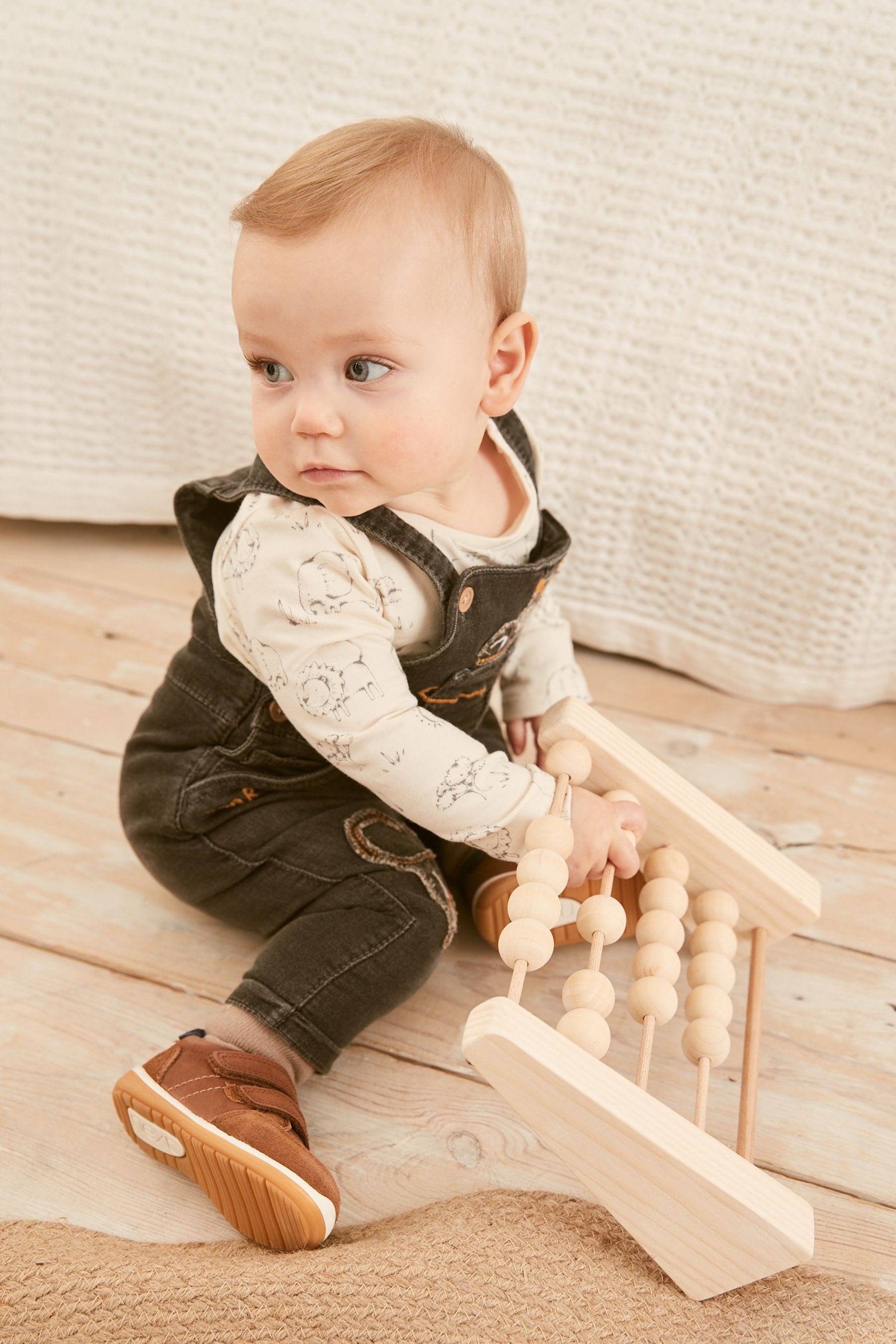 Tan Brown Touch Fastening Leather First Walker Baby Shoes