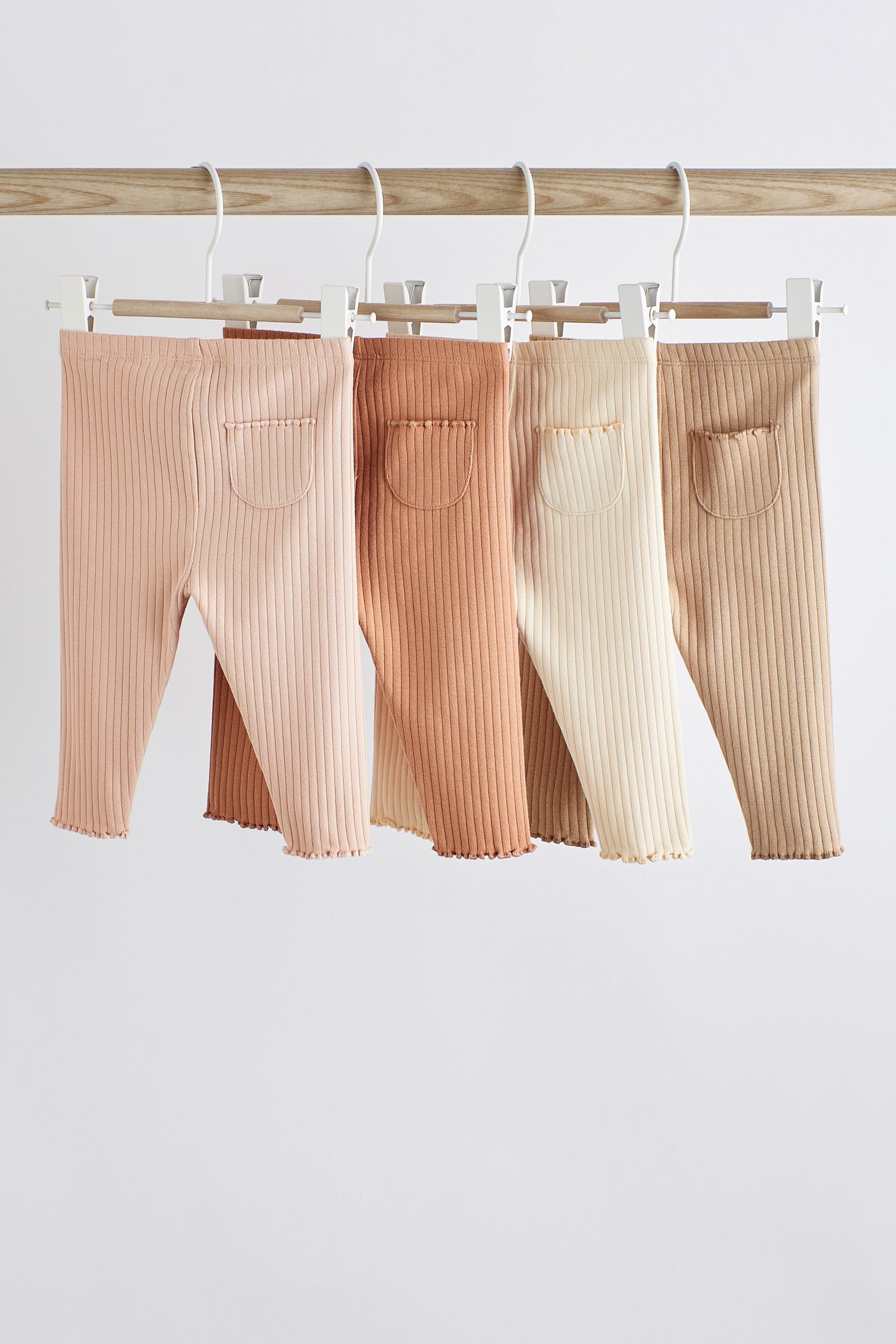 Rust Brown/Cream Baby Leggings 4 Pack