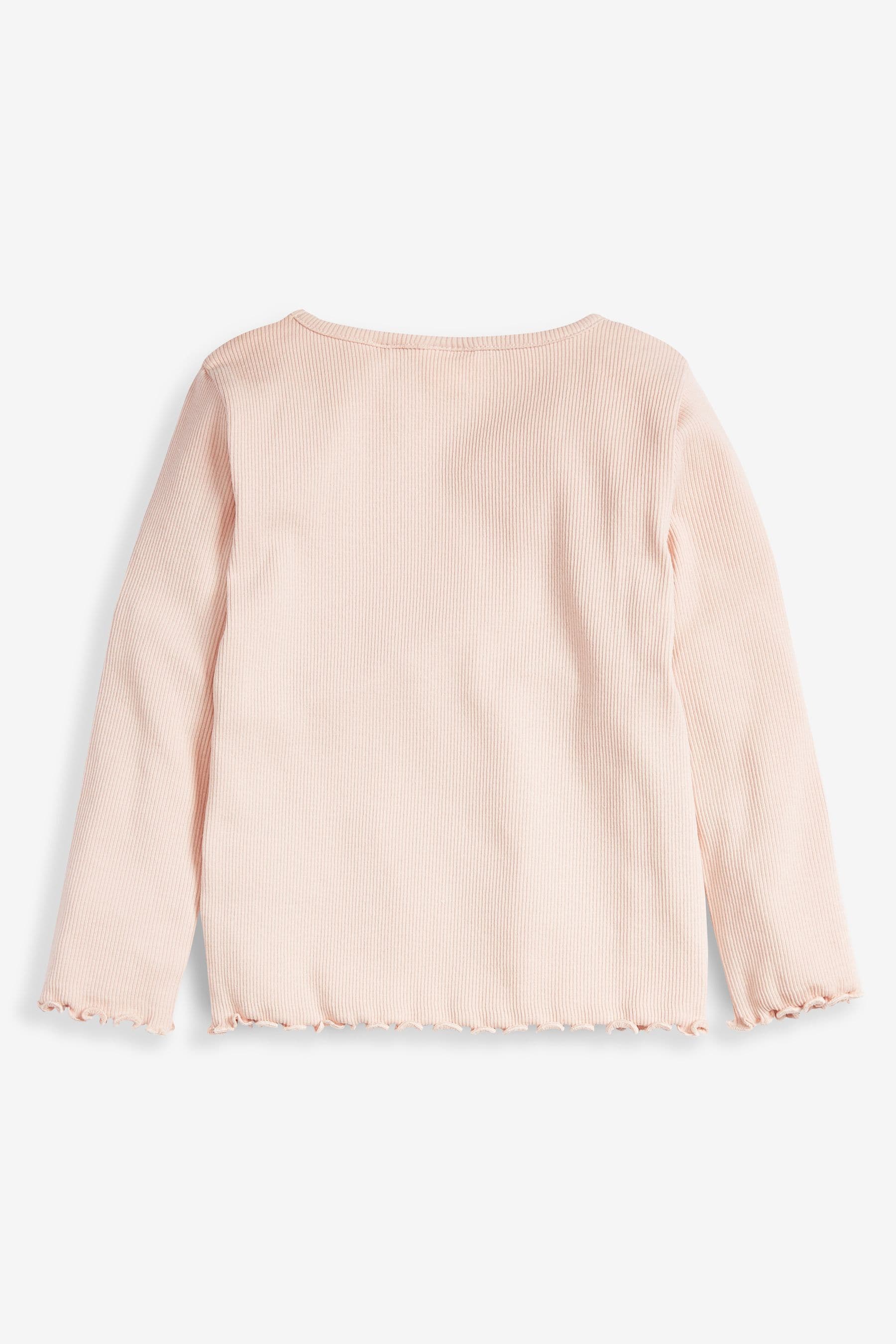 Pale Pink T-Shirt Cotton Rich Long Sleeve Rib T-Shirt (3mths-7yrs)