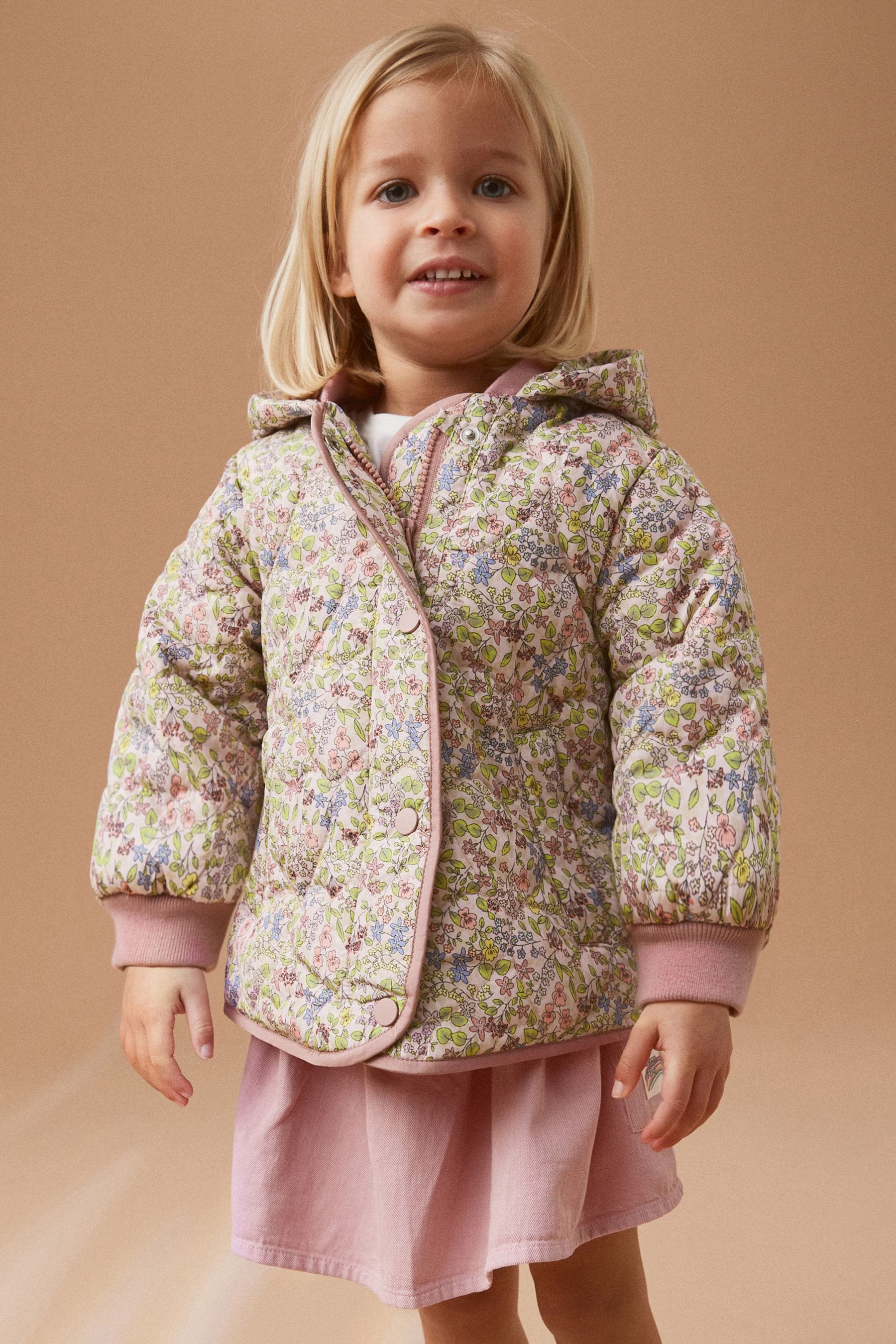 Multi Shower Resistant Aop Print Quilted Shacket (3mths-7yrs)