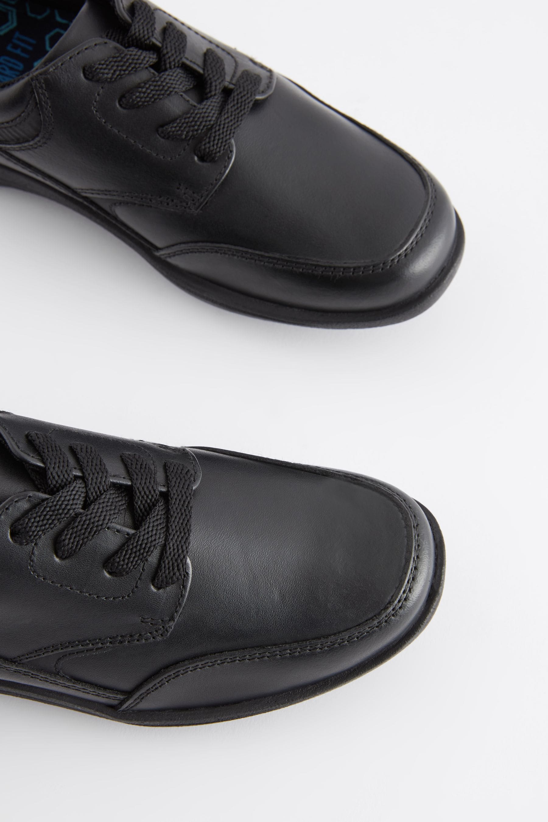 Black Narrow Fit (E) School Leather Lace-Up Shoes