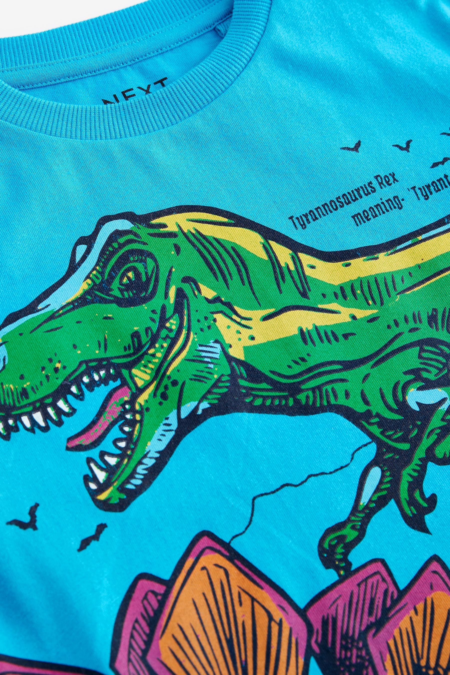 Blue Dinos 100% Cotton Short Sleeve Graphic T-Shirt (3-14yrs)