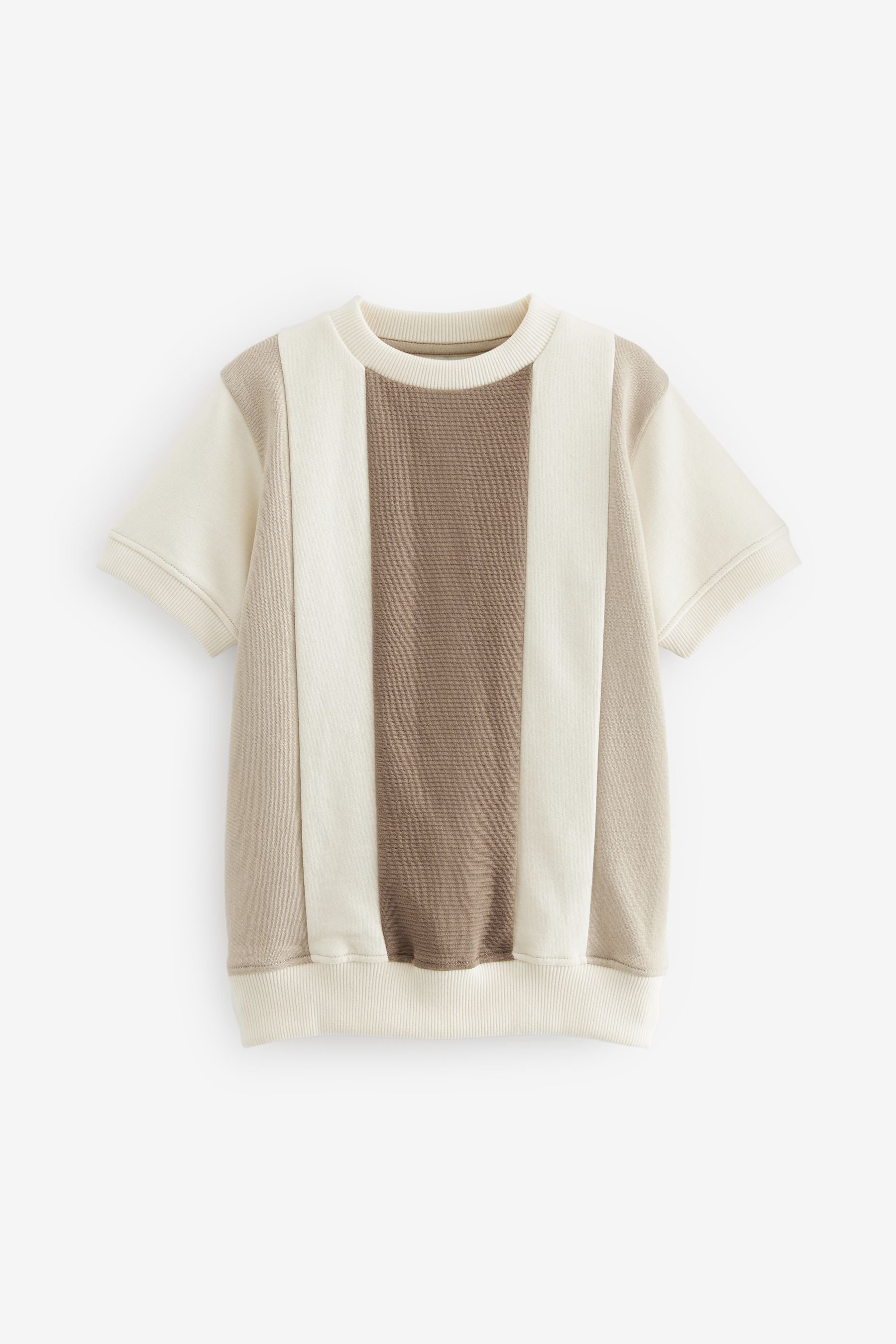 Neutral Vertical Textured Colourblock Top (3-16yrs)