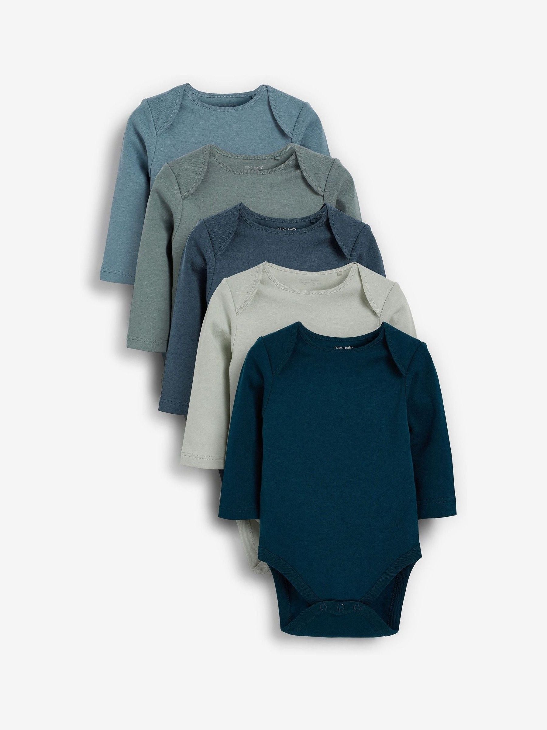 Modern Blue 5 Pack Baby Long Sleeve Bodysuits