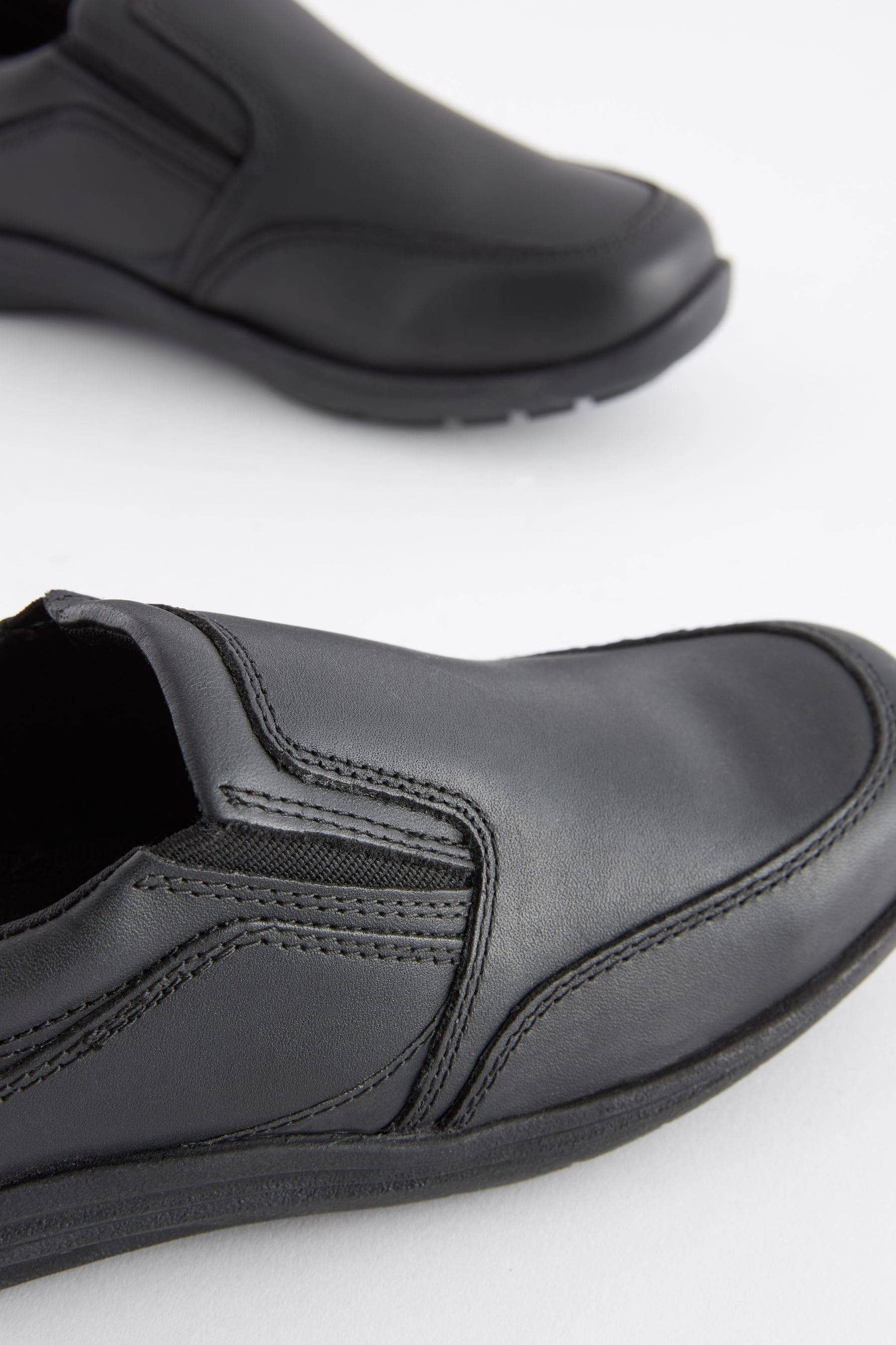 Black Wide Fit (G) School Leather Loafers