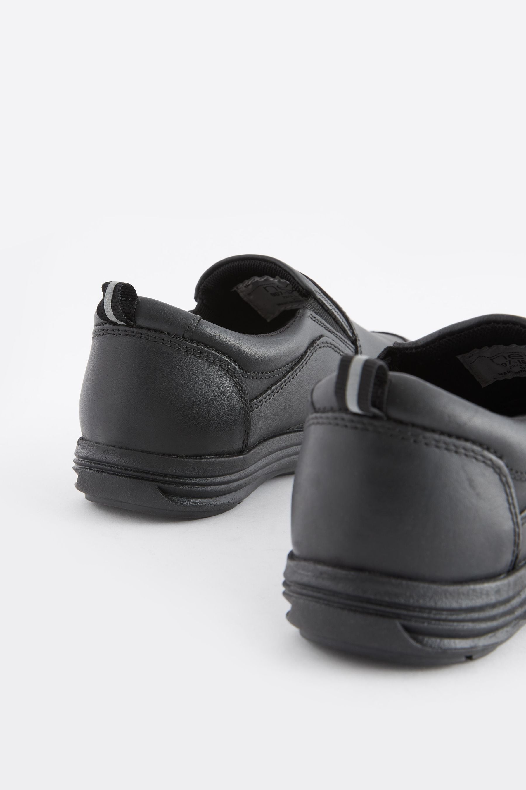 Black Wide Fit (G) School Leather Loafers