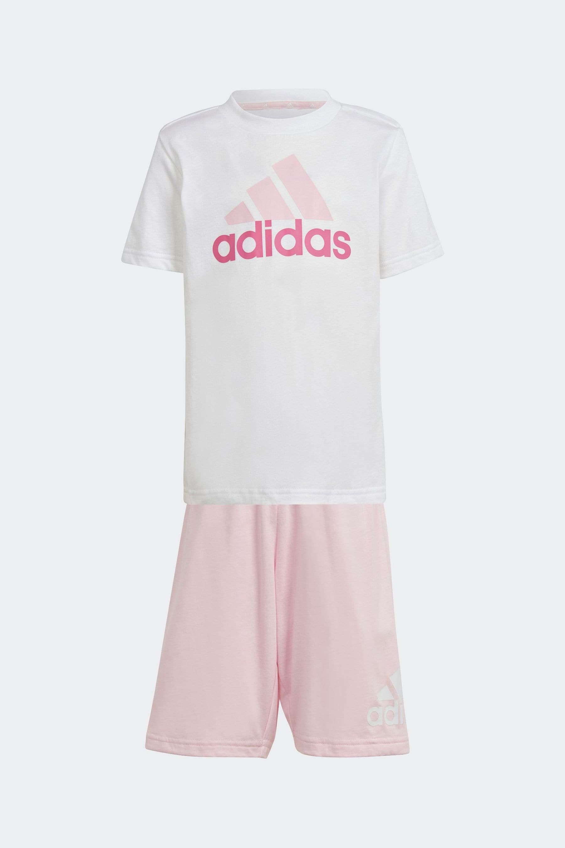 adidas White Sportswear Essentials Logo T-Shirt And Short Set