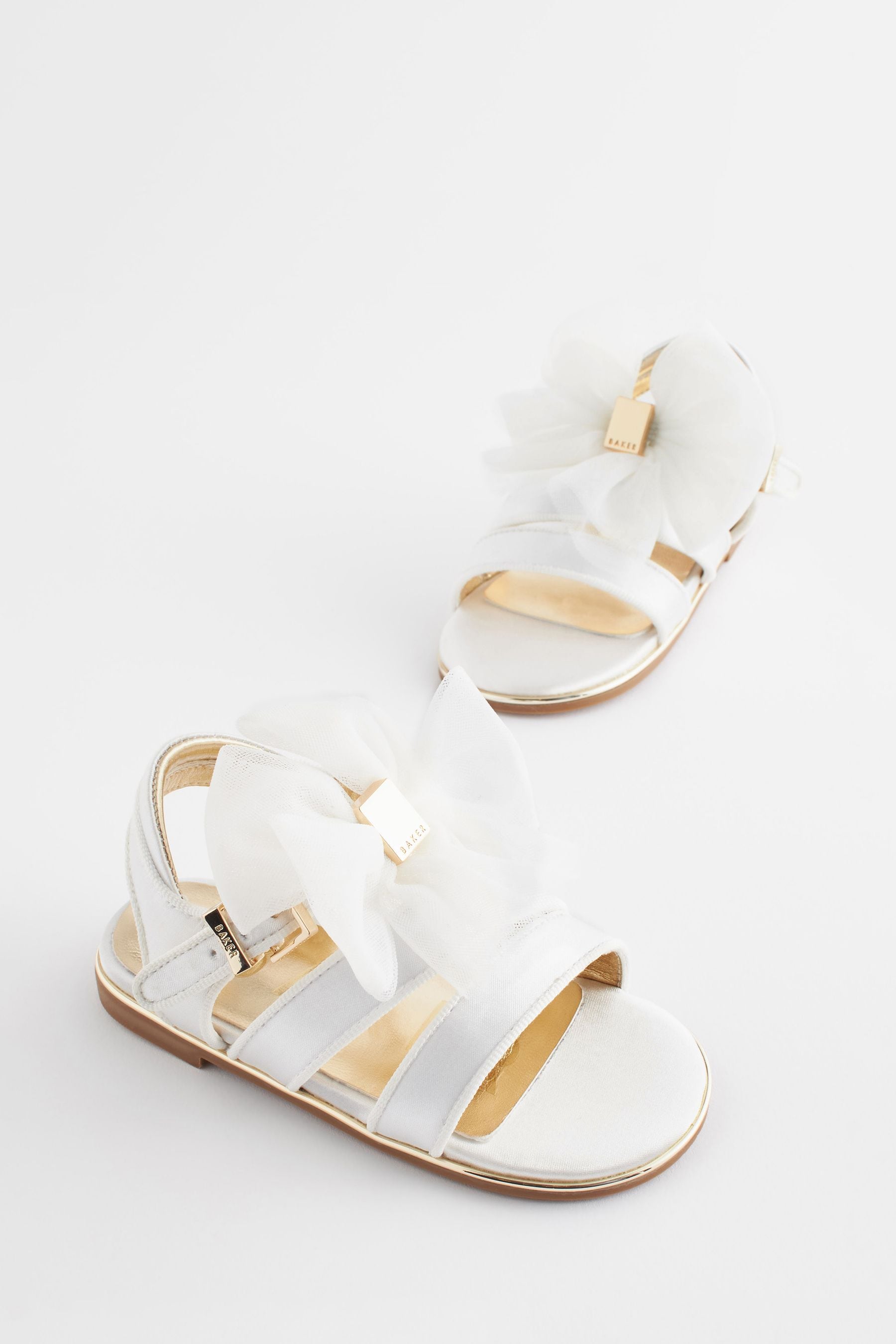 Baker by Ted Baker Girls Satin Sandals with Organza Bow