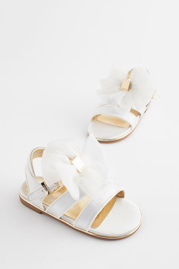 Ivory Baker by Ted Baker Girls Satin Sandals with Organza Bow