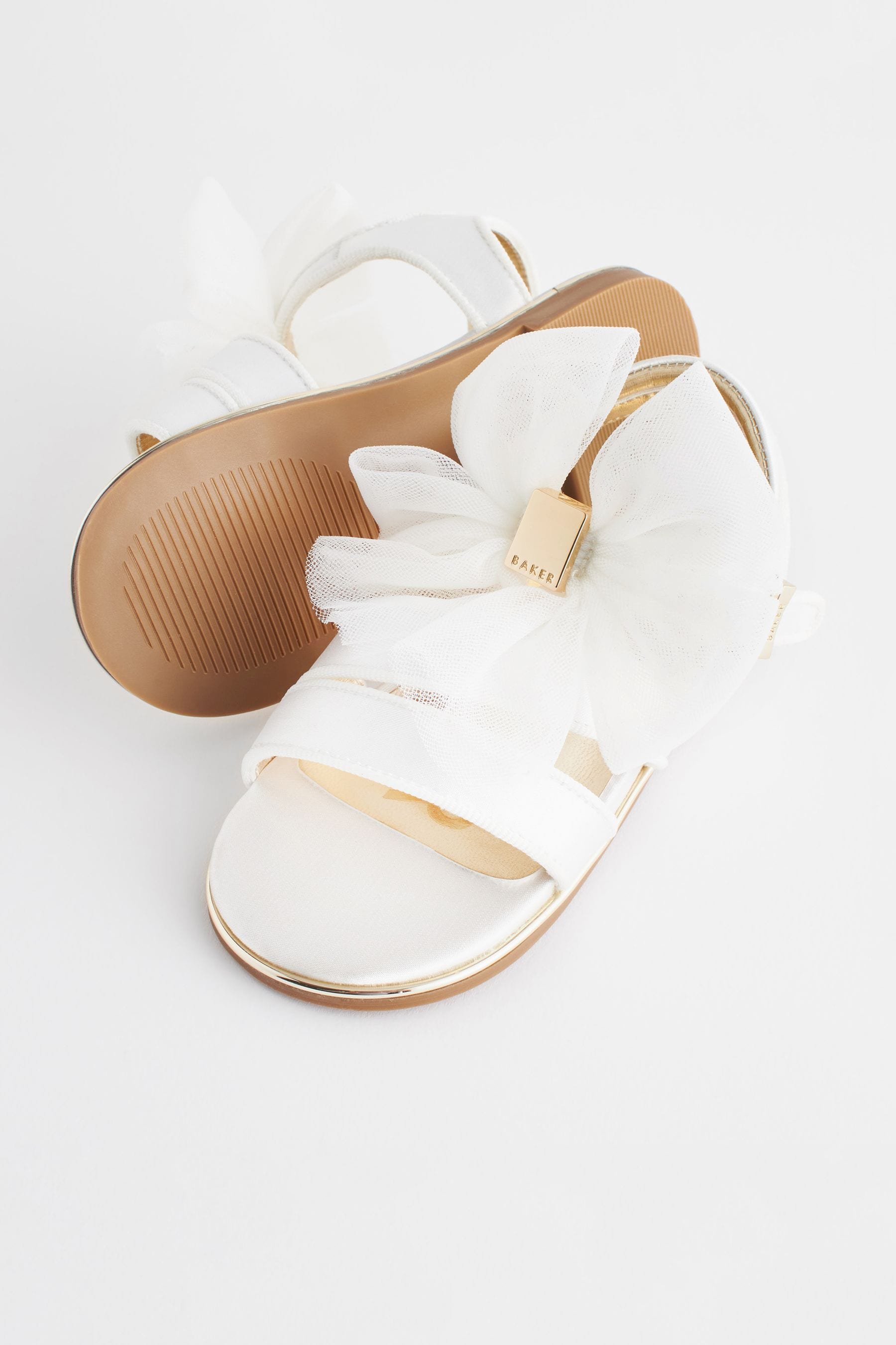 Baker by Ted Baker Girls Satin Sandals with Organza Bow