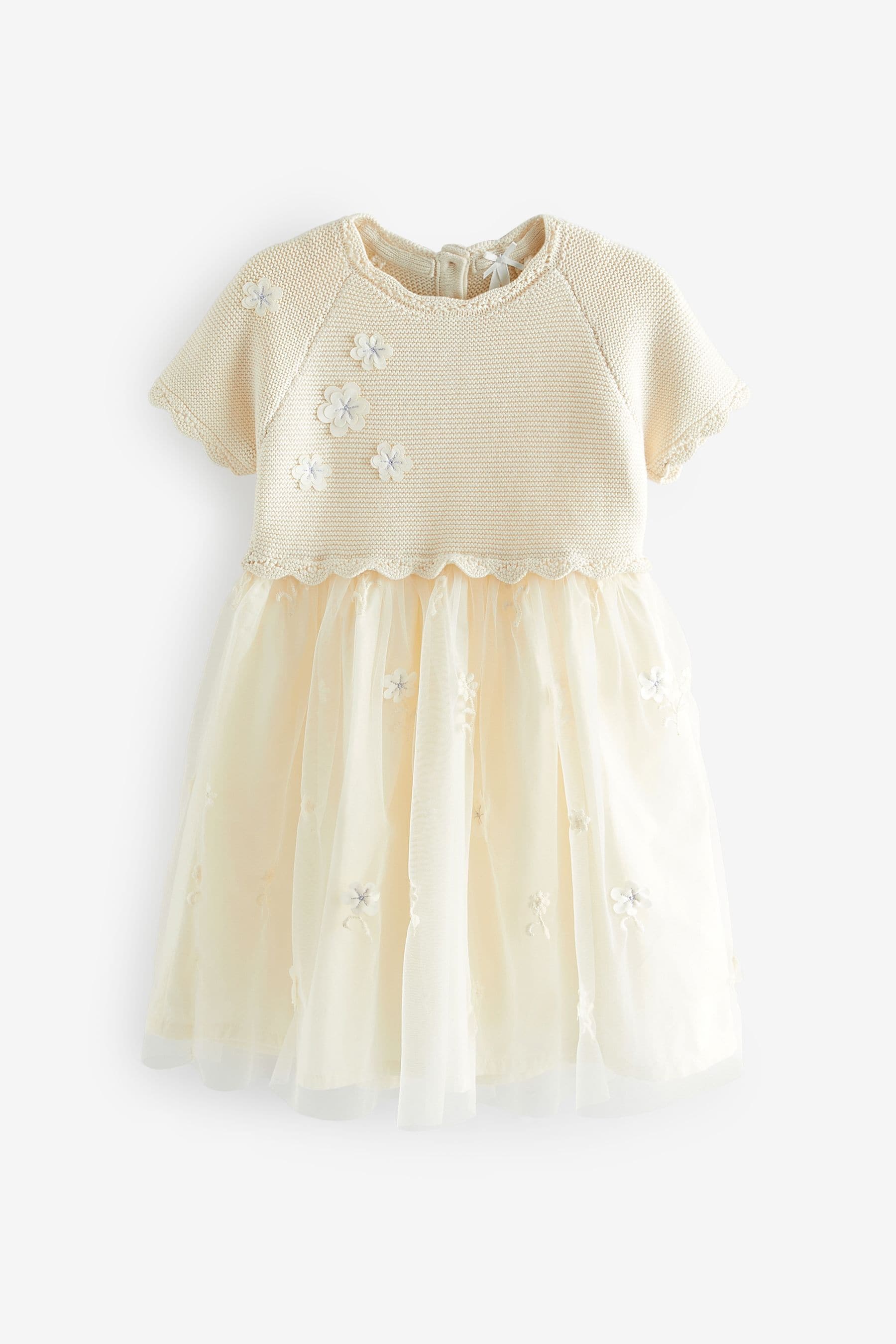 Ecru 2-In-1 Embroidered Mesh Occasion Dress (3mths-7yrs)