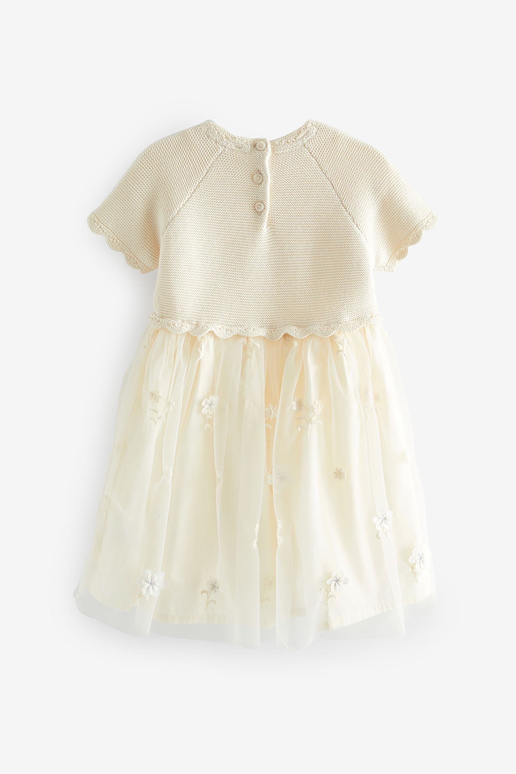 Ecru 2-In-1 Embroidered Mesh Occasion Dress (3mths-7yrs)