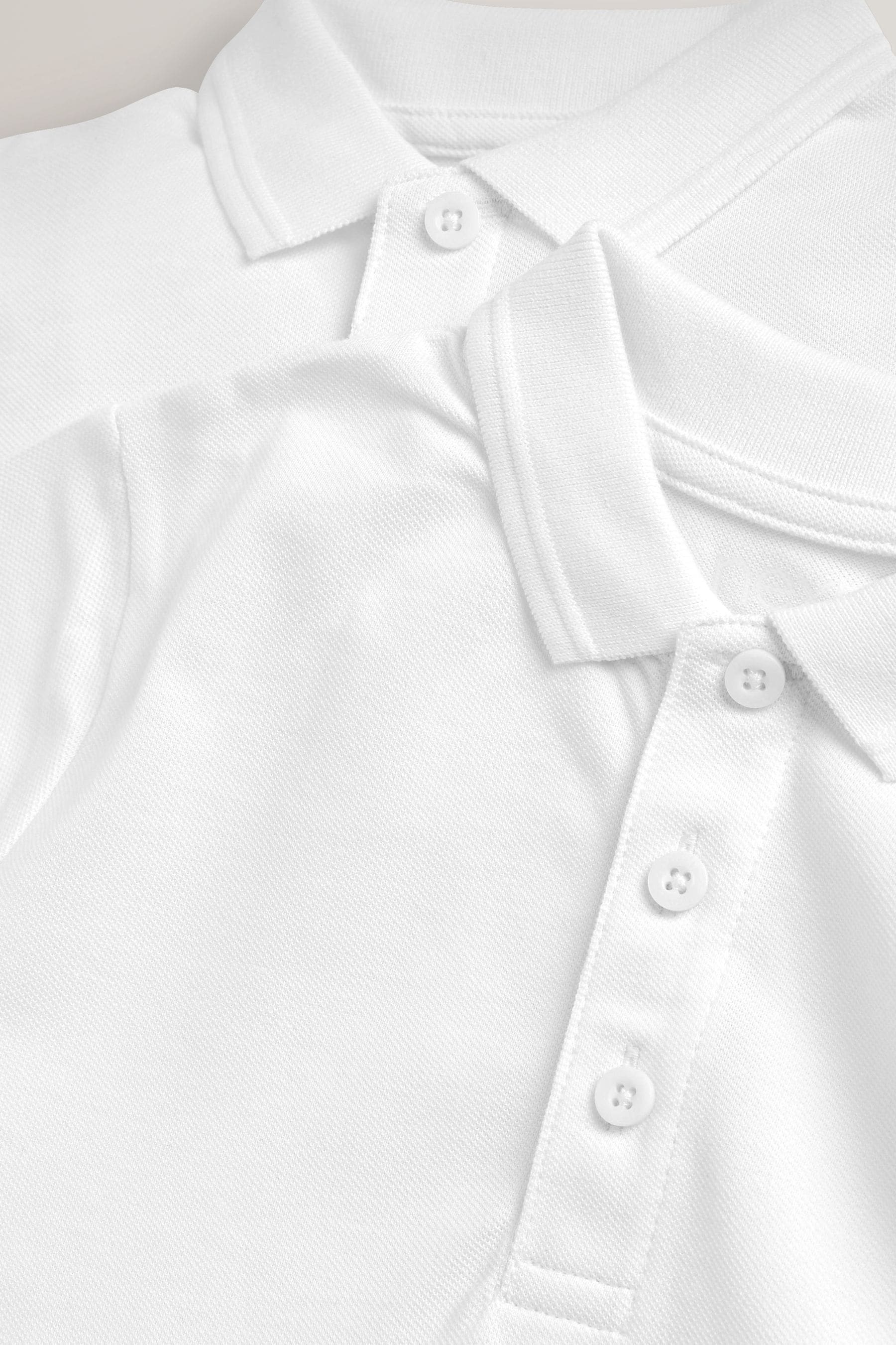 White Easy Fastening School 100% Cotton Polo Shirts 2 Pack (3-12yrs)