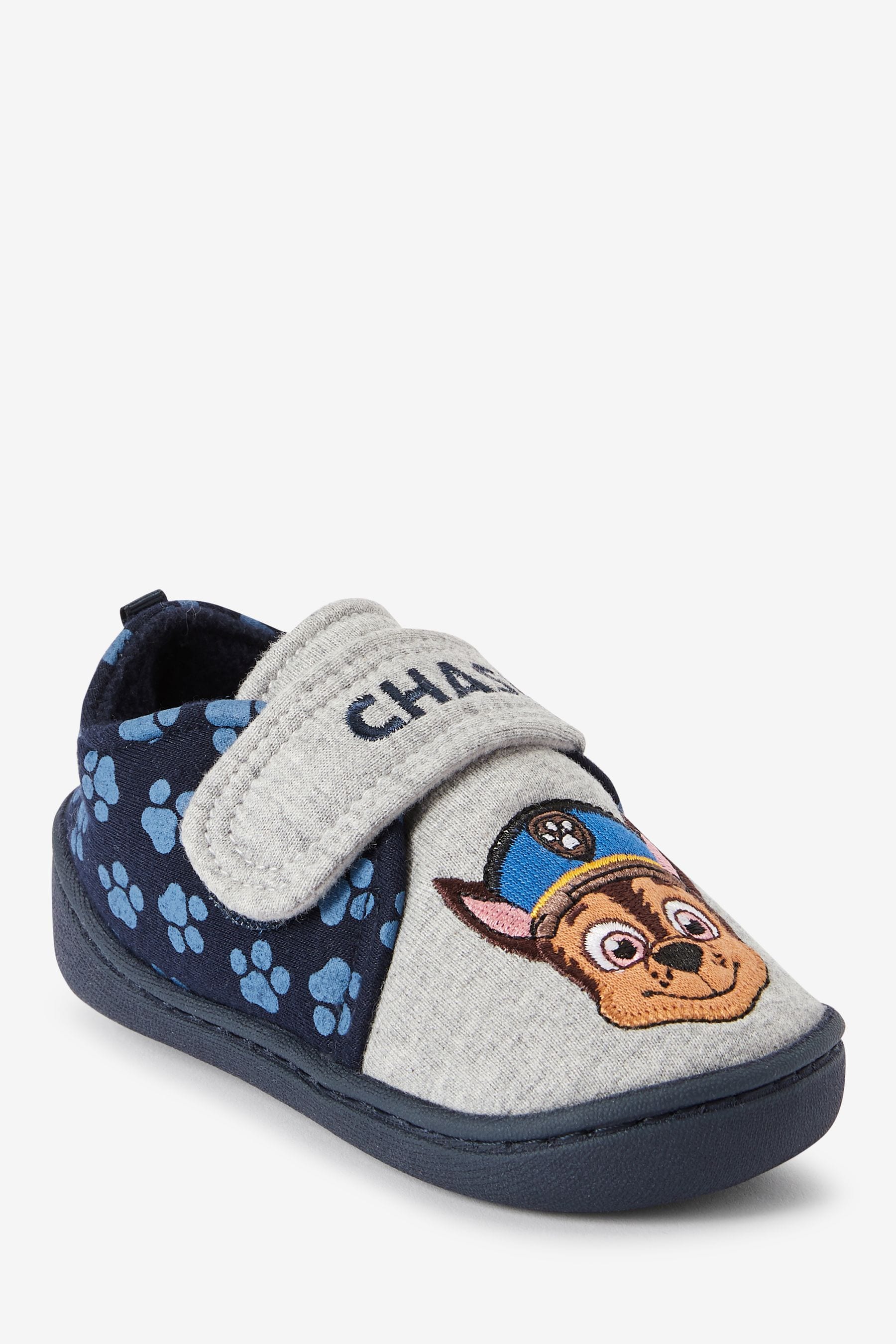 Grey/Navy PAW Patrol Touch Fastening Cupsole Print Slippers