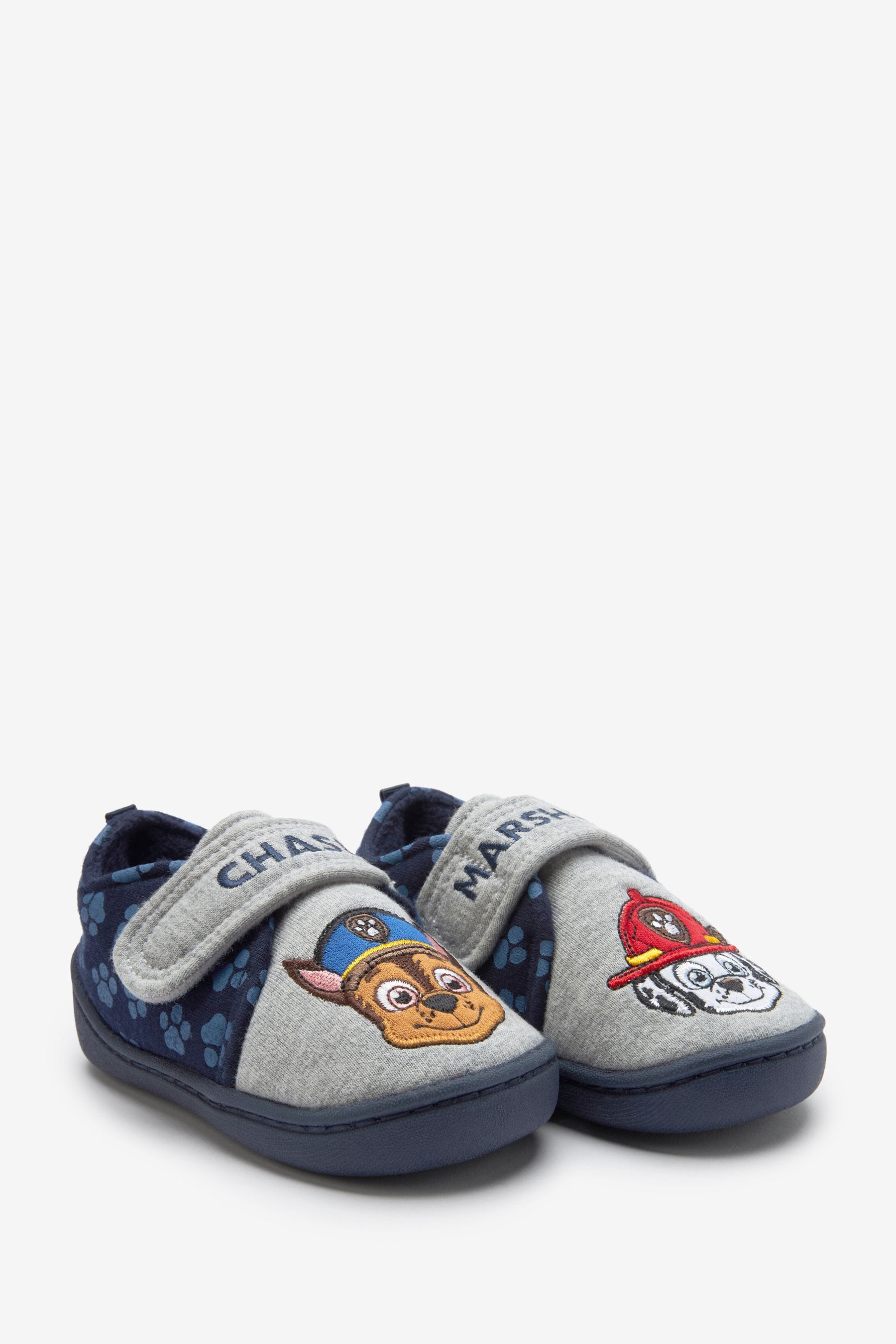 Grey/Navy PAW Patrol Touch Fastening Cupsole Print Slippers