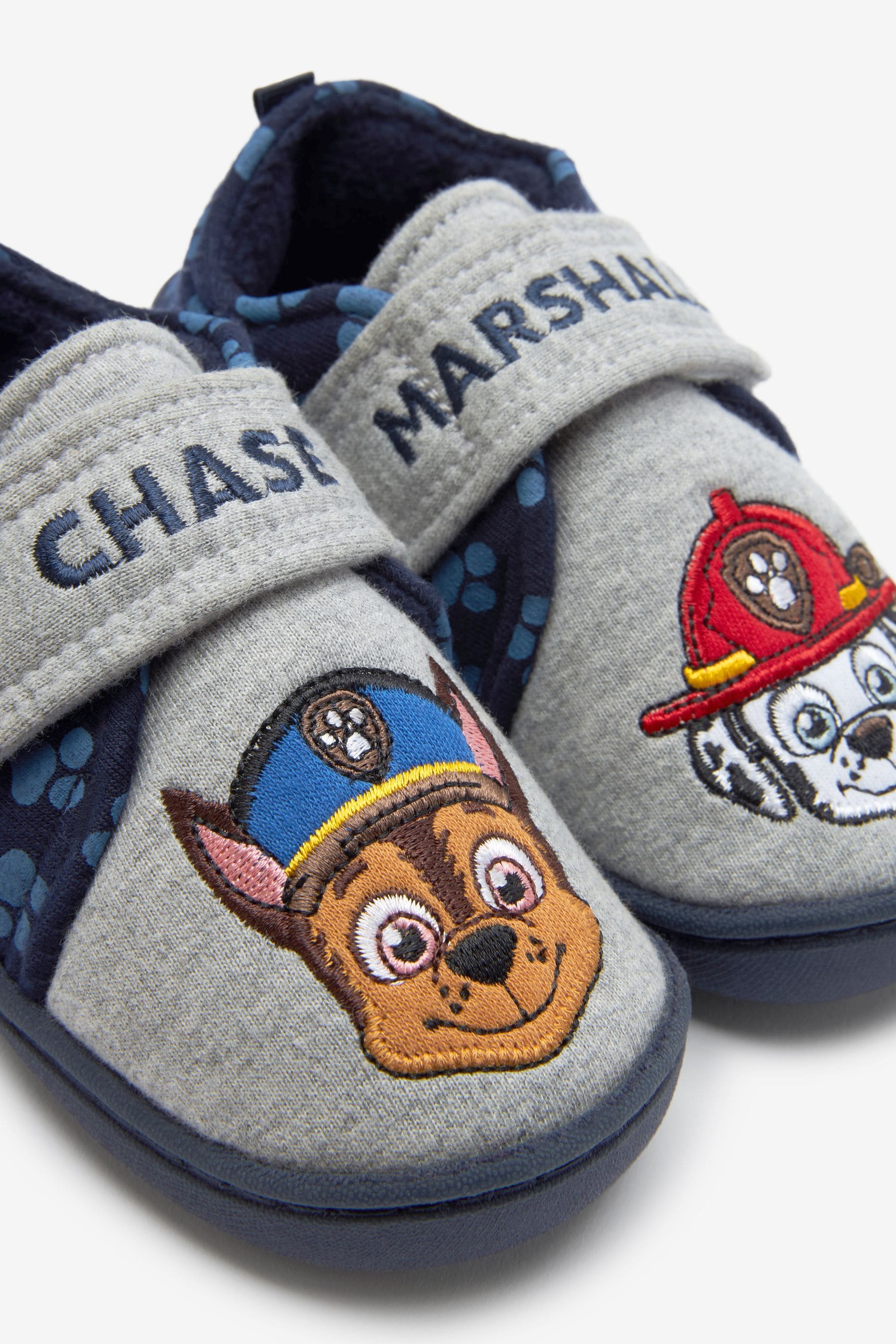 Grey/Navy PAW Patrol Touch Fastening Cupsole Print Slippers