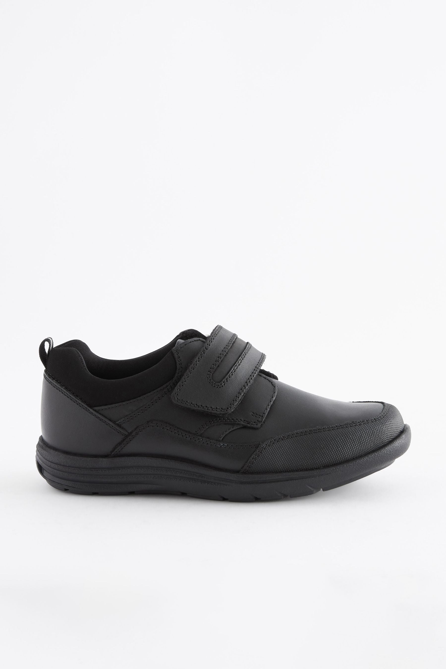 Black Narrow Fit (E) School Leather Single Strap Shoes