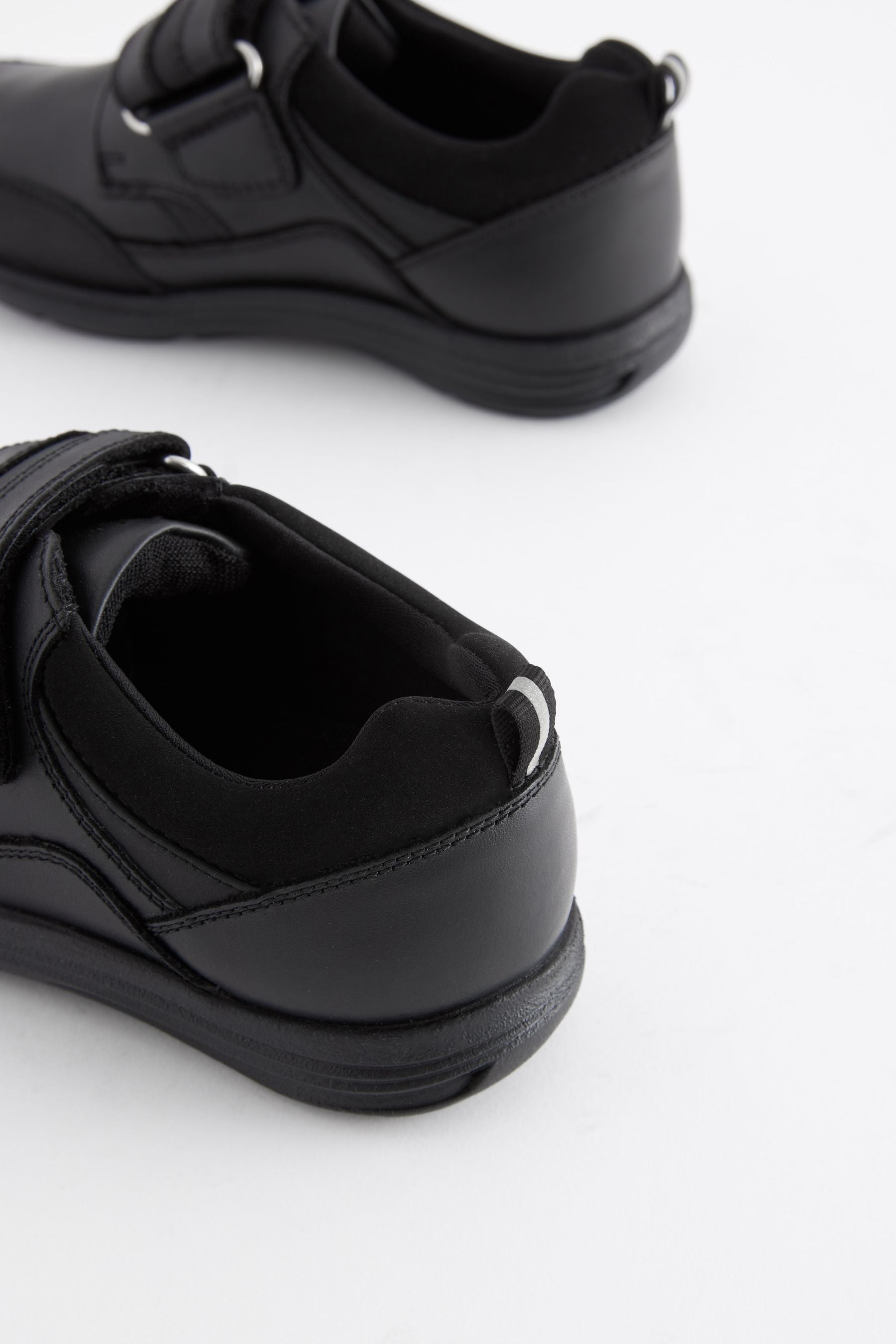 Black Narrow Fit (E) School Leather Single Strap Shoes