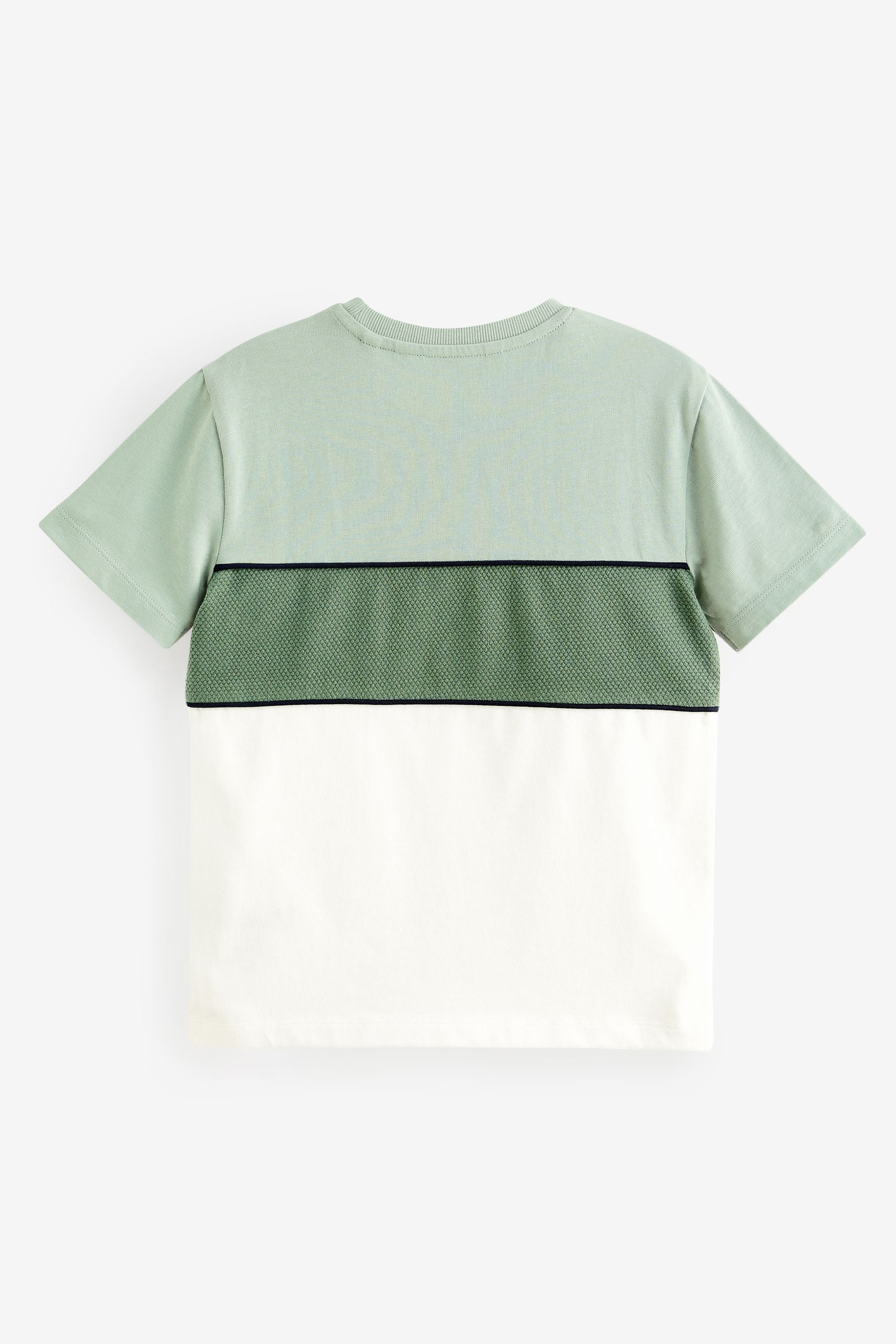 Mineral Green Textured Colourblock Short Sleeve T-Shirt (3-16yrs)