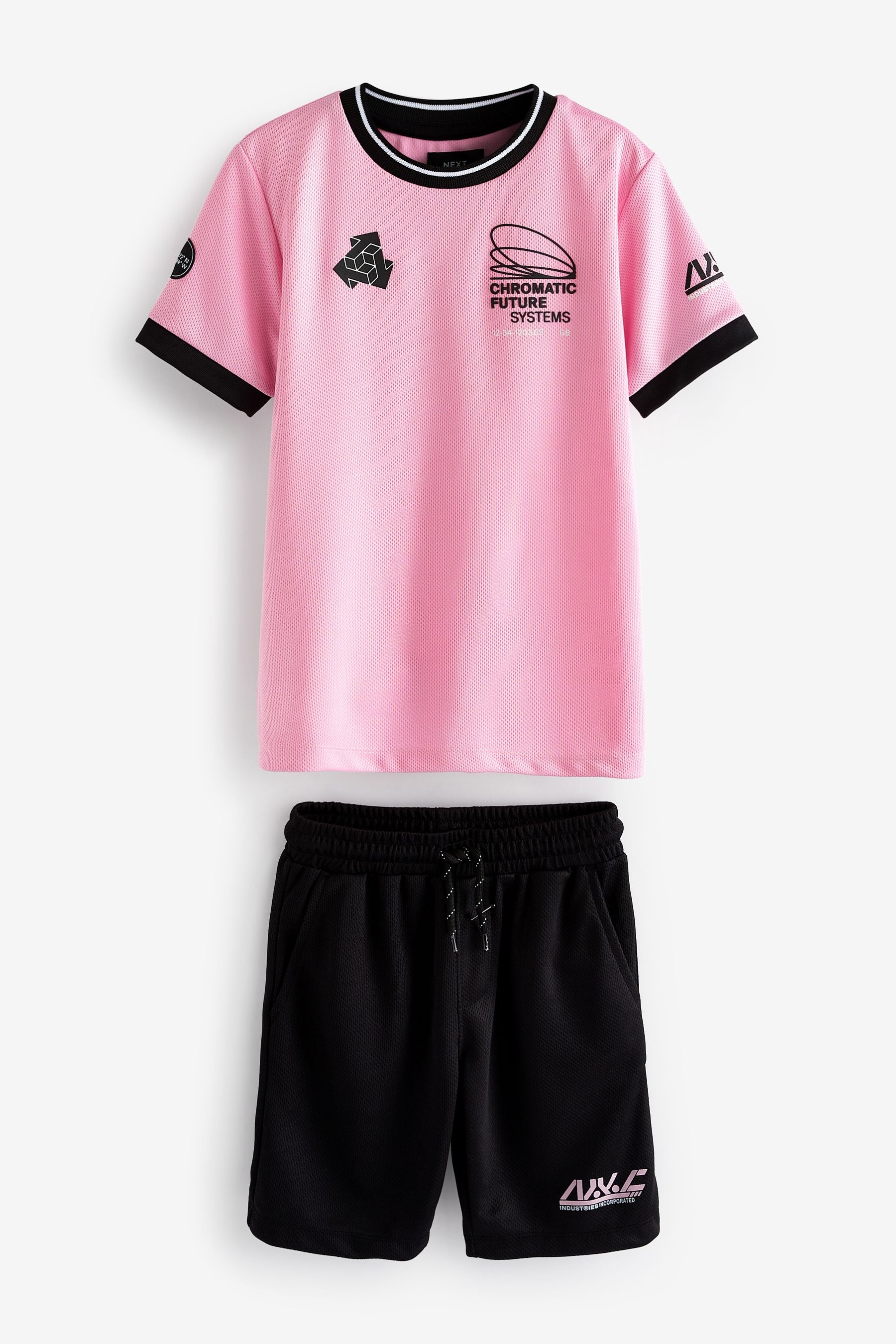 Pink/Black Mesh T-Shirt and Shorts Set (3-16yrs)