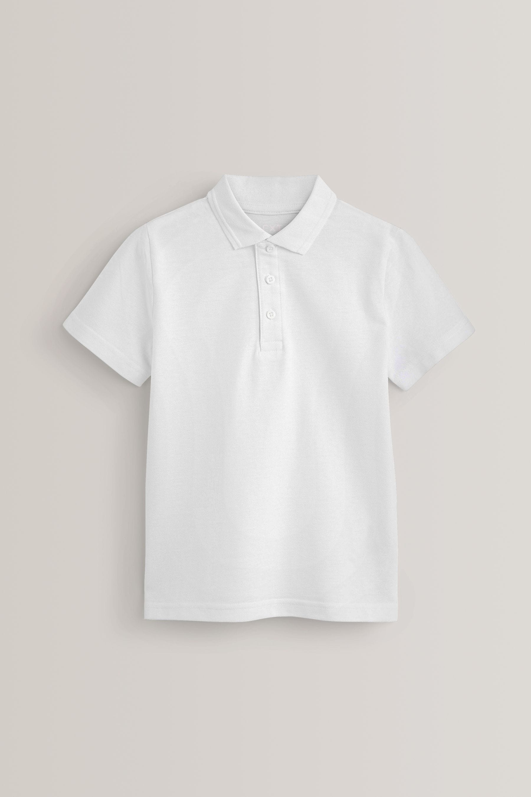 White 2 Pack Cotton School Short Sleeve 100% Cotton Polo Shirts (3-16yrs)