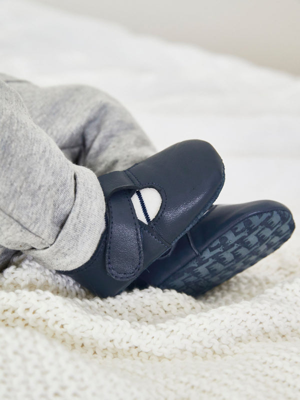 Navy Baby Leather T-Bar Shoes (0-24mths)