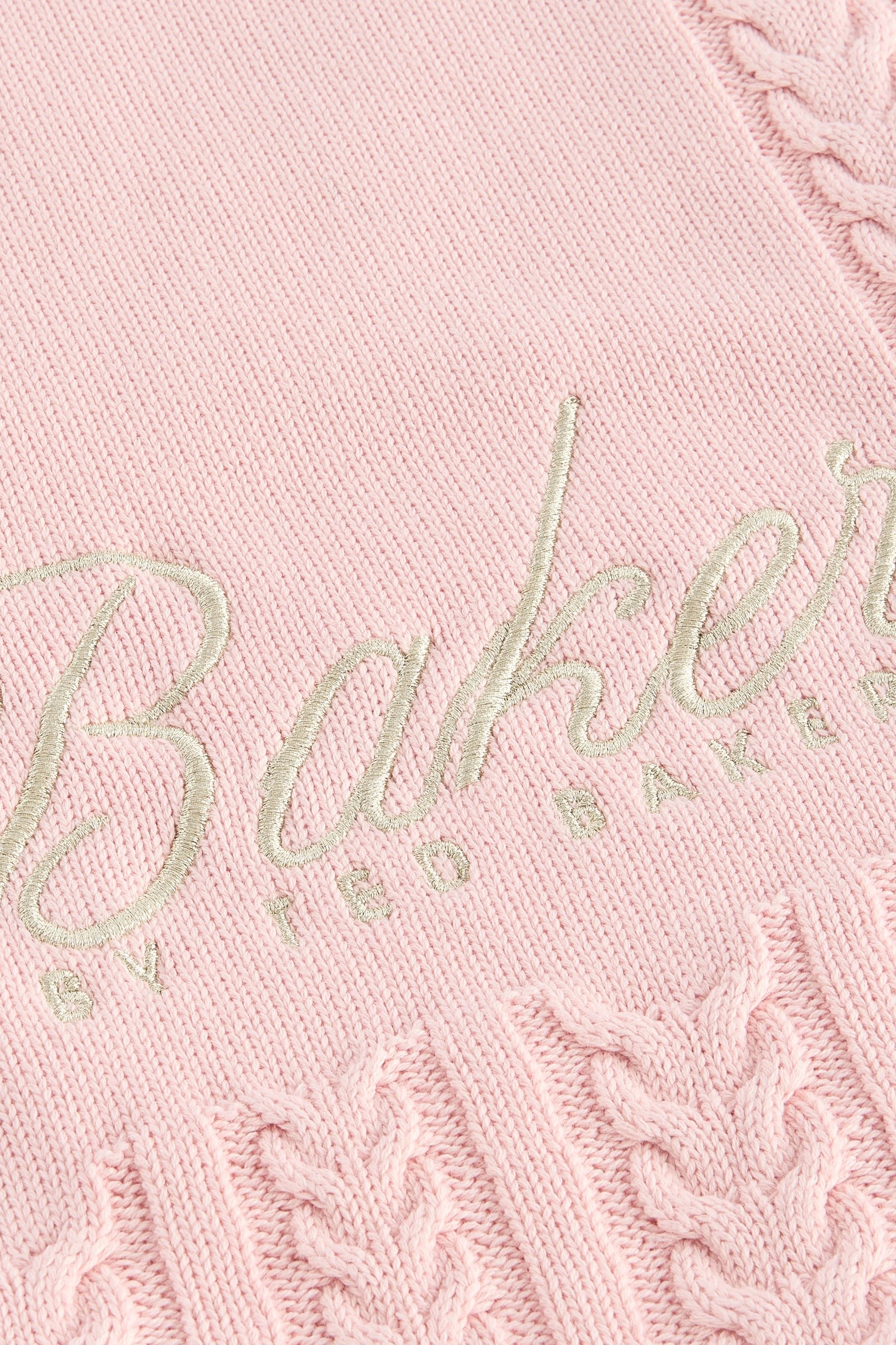 Baker by Ted Baker Baby Girls Pink Cable Knit Fleece Blanket