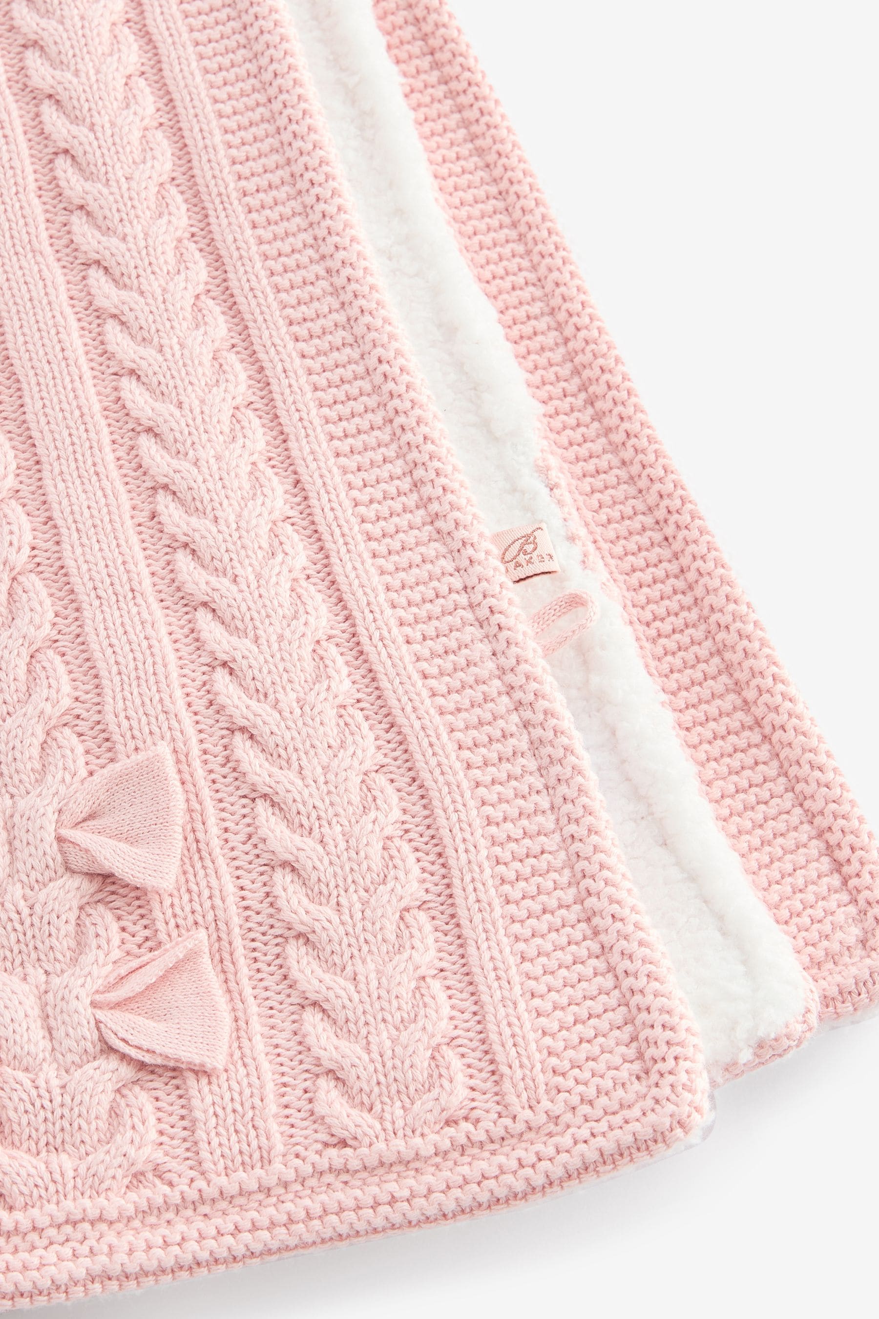 Baker by Ted Baker Baby Girls Pink Cable Knit Fleece Blanket