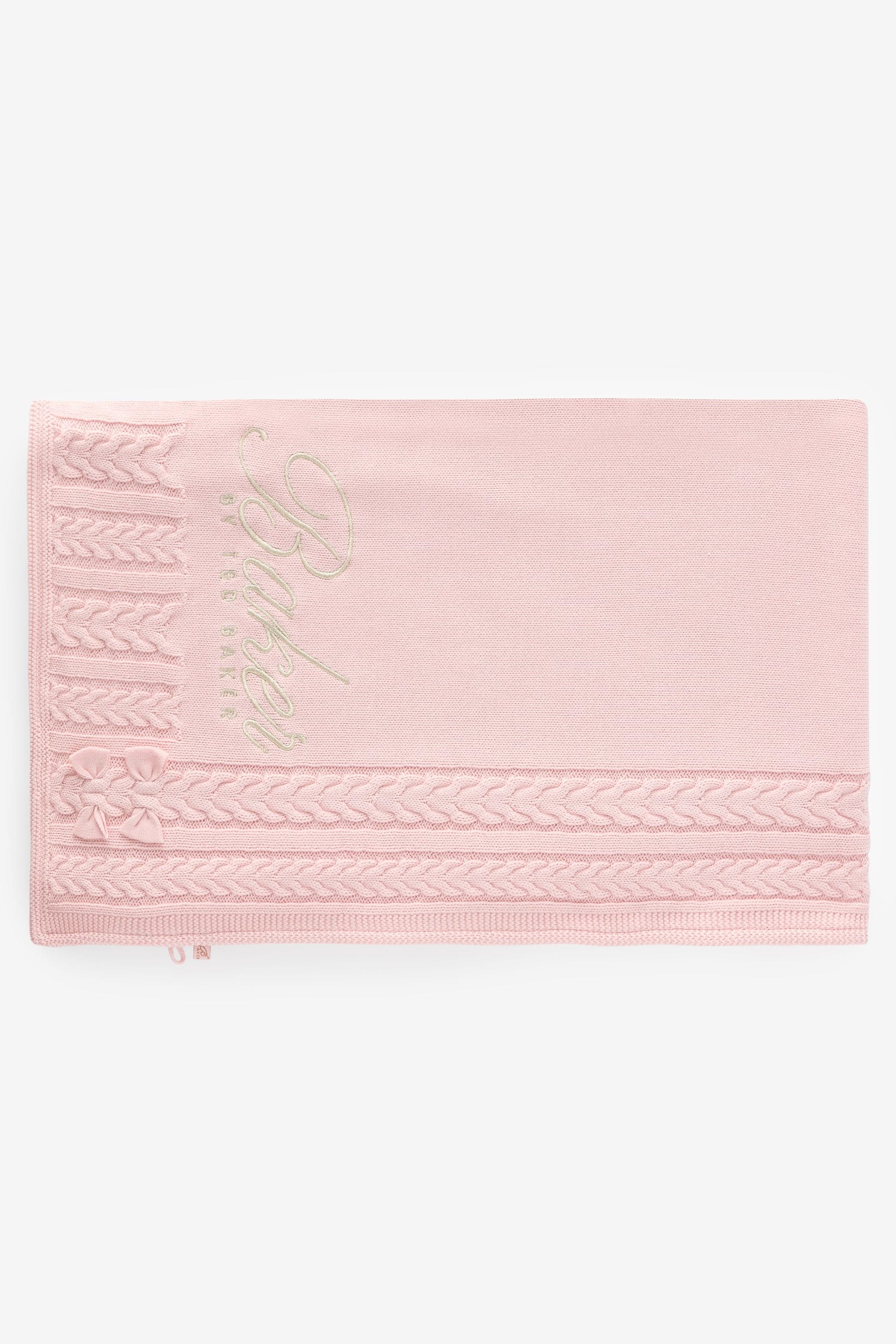 Baker by Ted Baker Baby Girls Pink Cable Knit Fleece Blanket