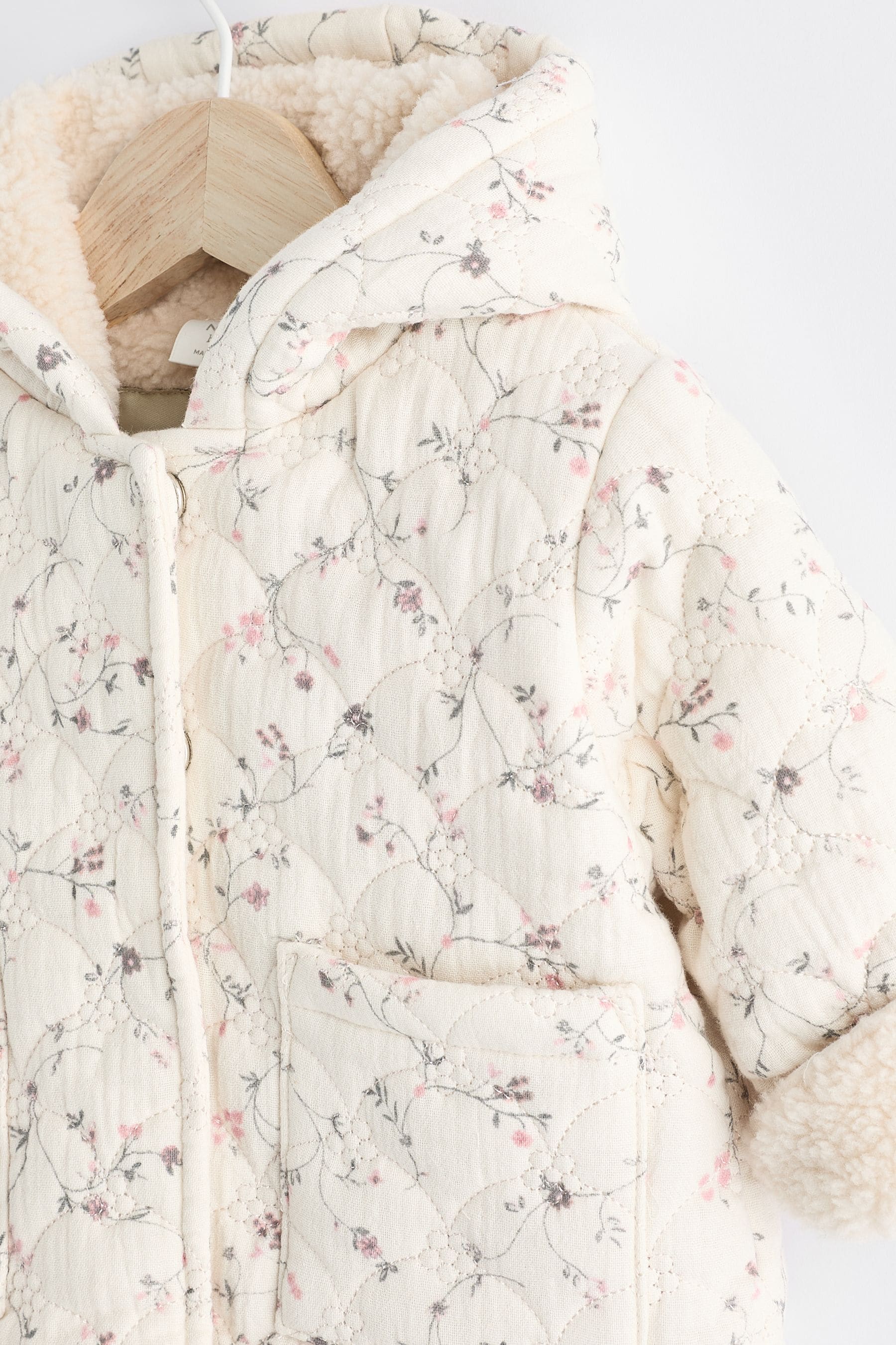 Cream Ditsy Floral Hooded Baby Ditsy Jacket (0mths-2yrs)