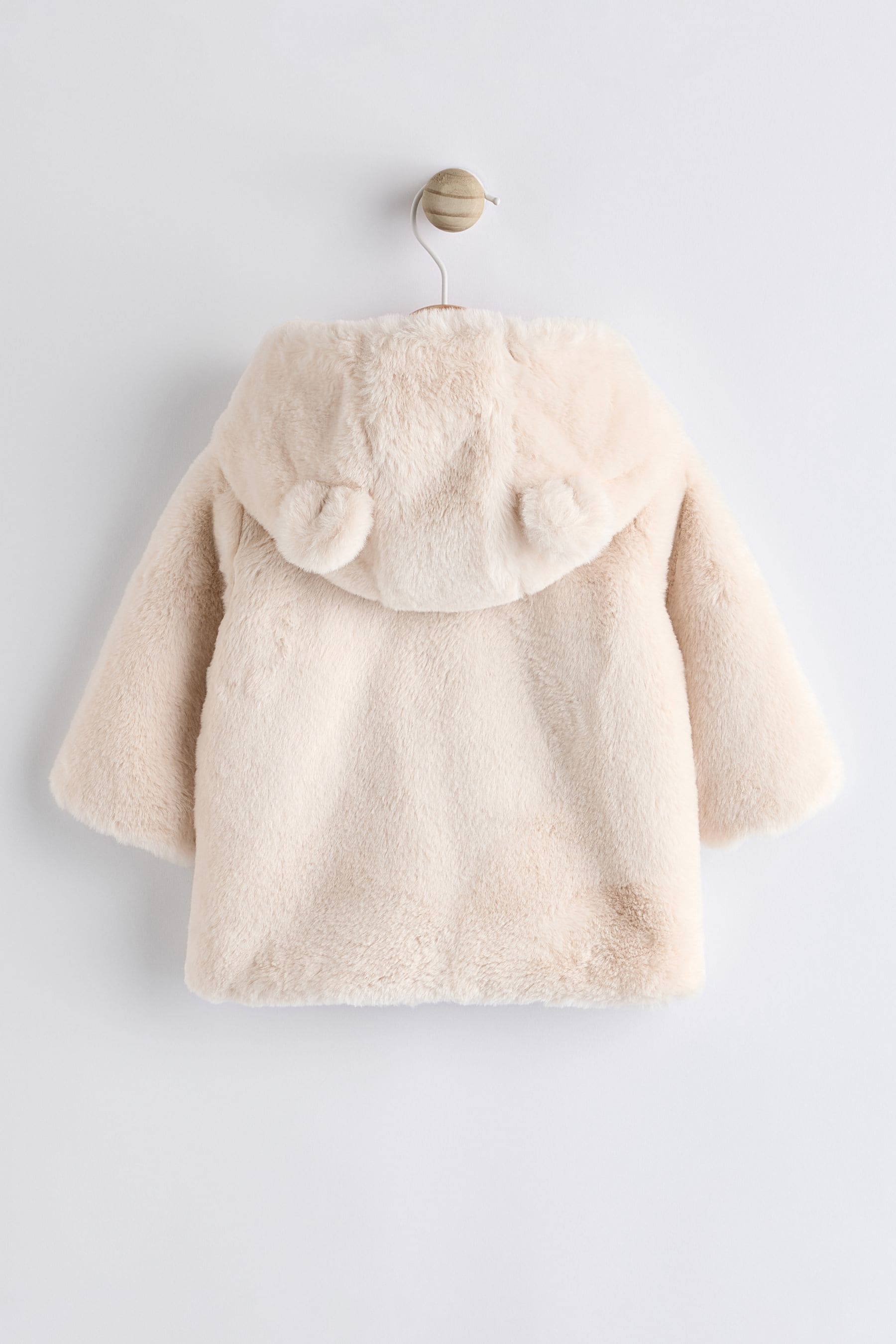 Ecru White Baby Cosy Hooded Faux Fur Jacket (0mths-2yrs)