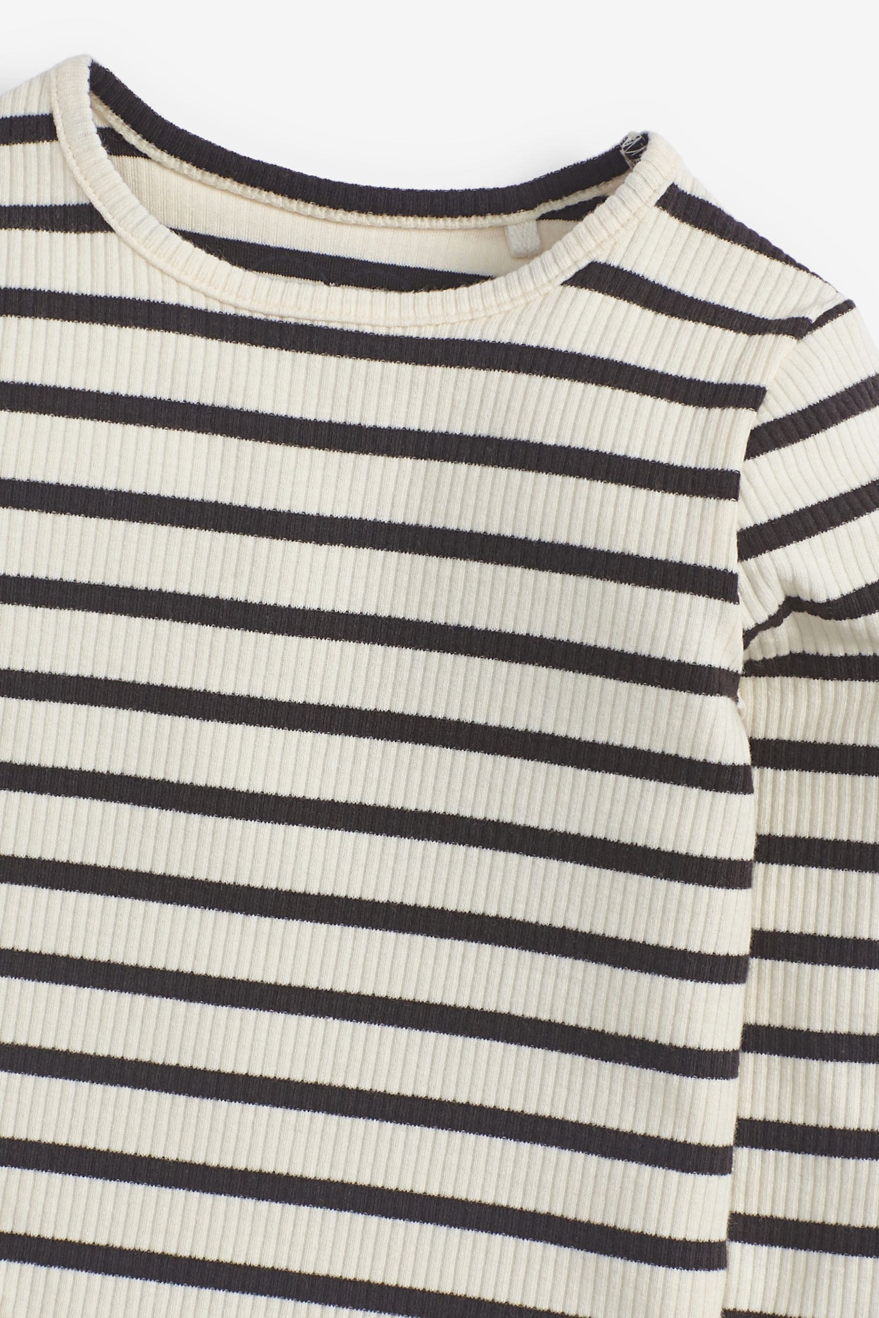 Black/White Stripe Cotton Rich Long Sleeve Rib T-Shirt (3mths-7yrs)