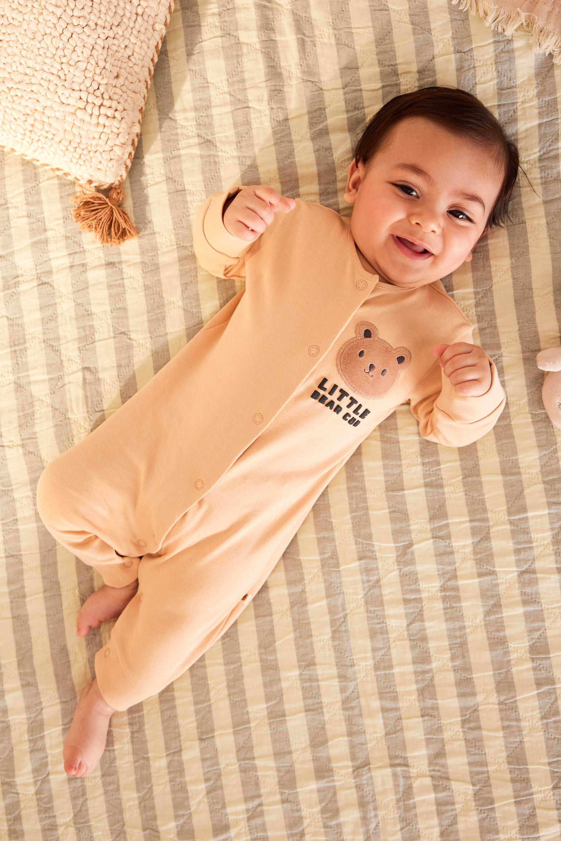 Neutral Bear Baby Footless Checkerboard Sleepsuits 3 Pack (0mths-3yrs)