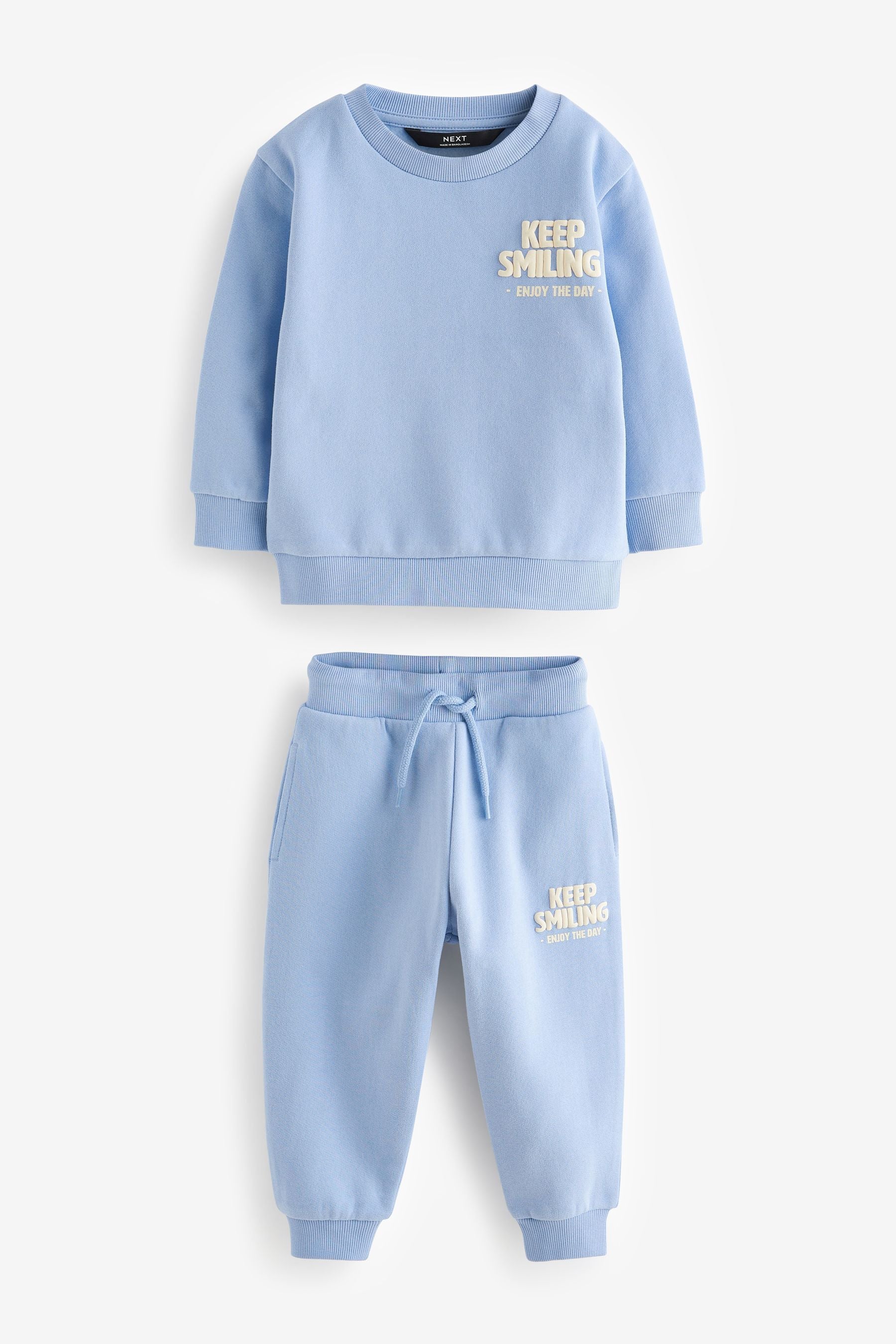 Light Blue Slogan 100% Cotton Sweatshirt And Joggers Set (3mths-7yrs)