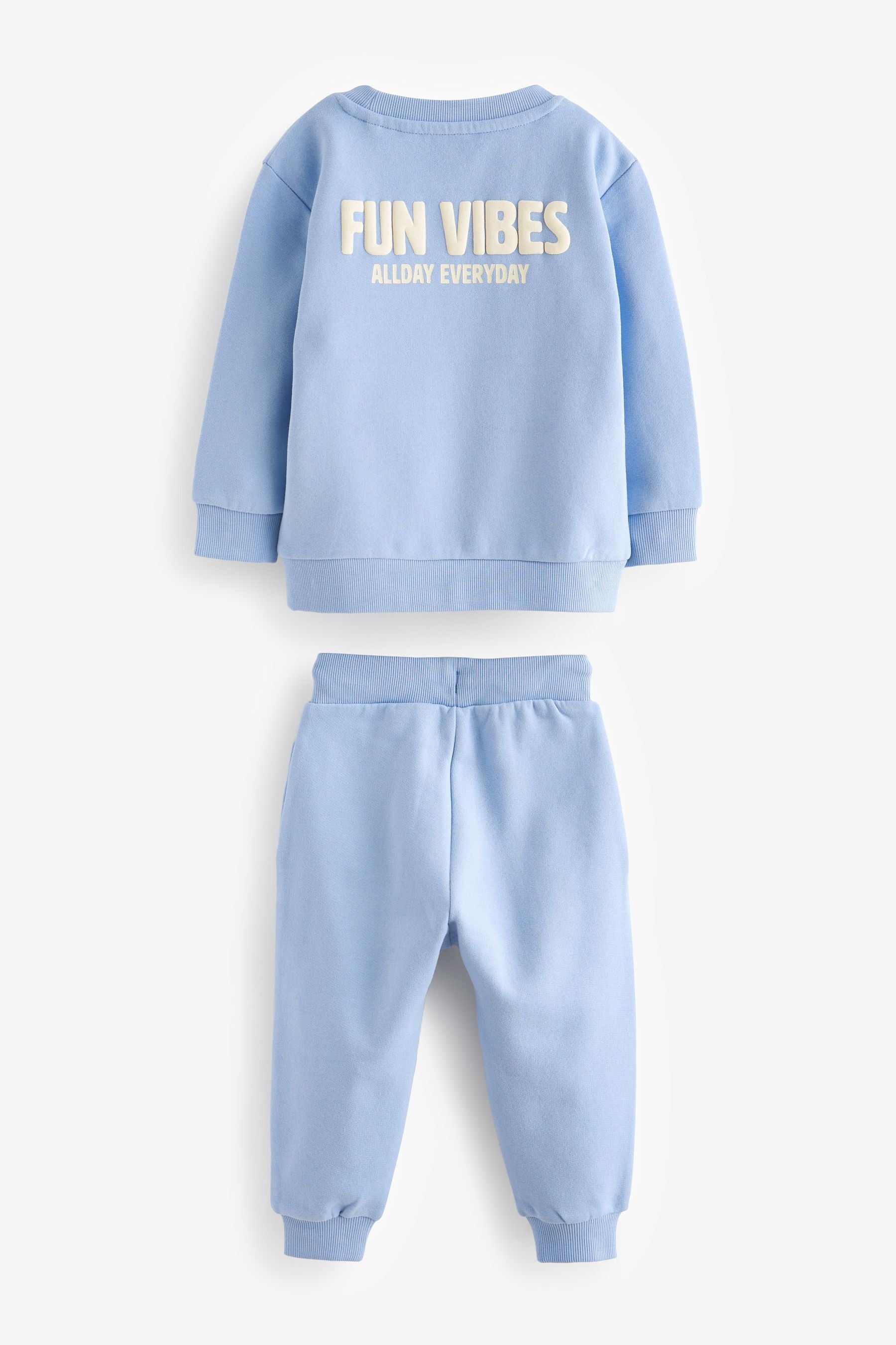 Light Blue Slogan 100% Cotton Sweatshirt And Joggers Set (3mths-7yrs)